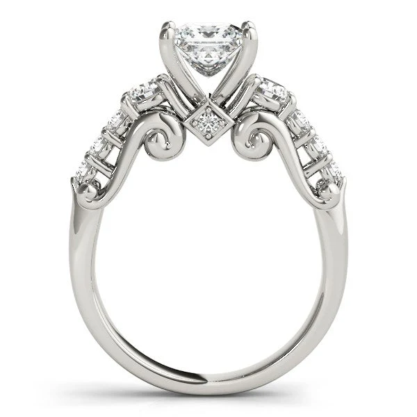 14k White Gold 3 Stone Antique Design Diamond Engagement Ring (1 3/4 cttw) - Image 4