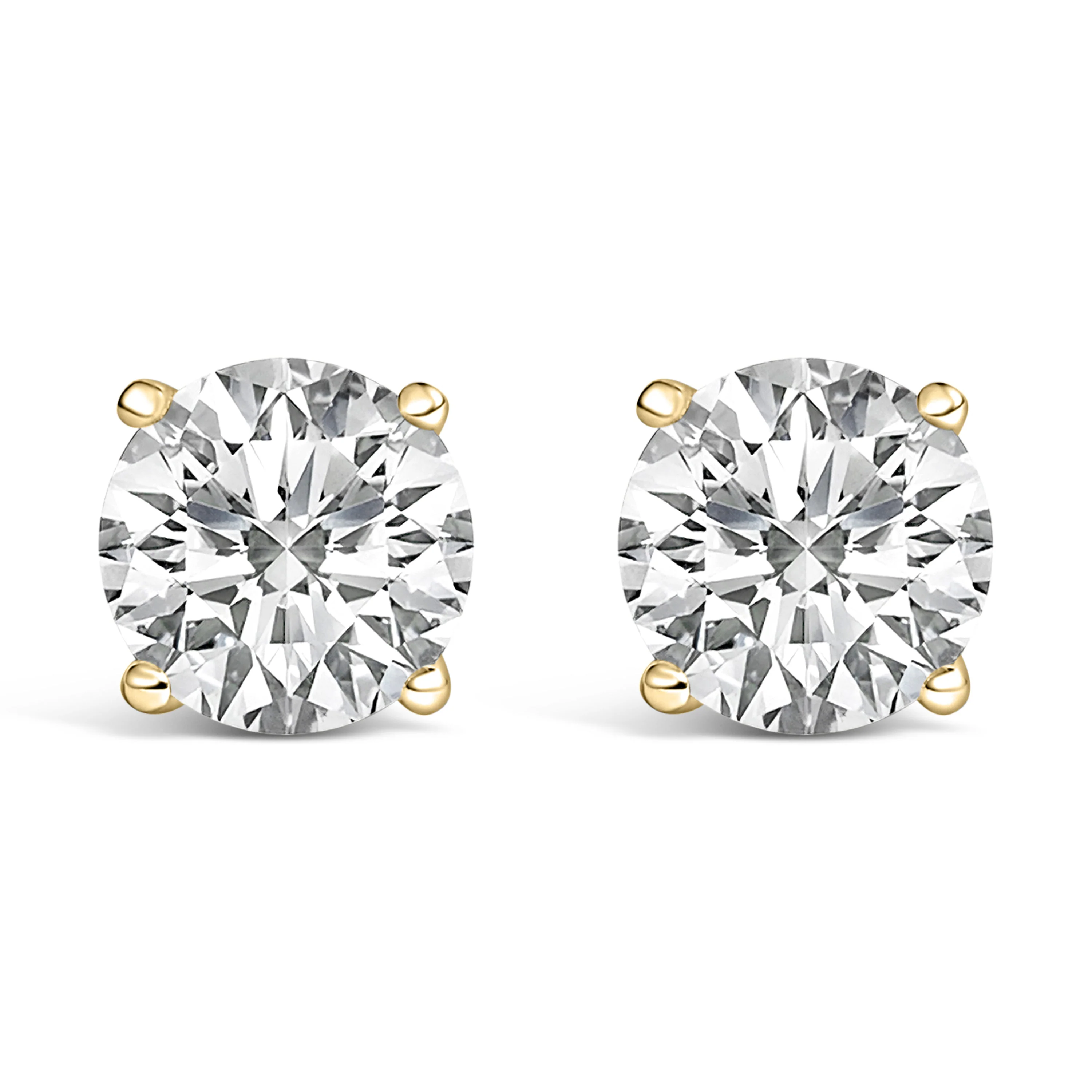 14K White Gold 4.0 Cttw Round Lab Grown Diamond Solitaire Stud Earrings with Screw Backs - Image 4