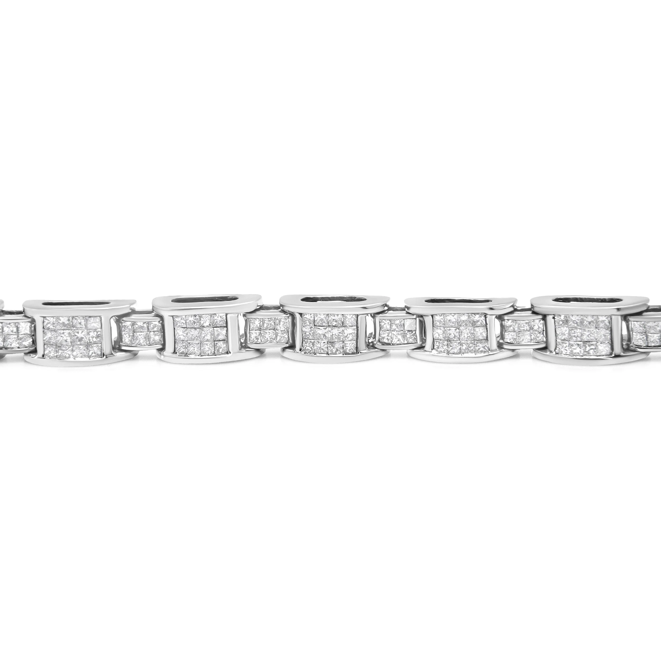 14K White Gold 5.0 Cttw Princess Cut Diamond Invisible Set Alternating Size D Shaped Links Tennis Bracelet (H-I Color, SI2-I1 Clarity) - 7â€ - Image 10