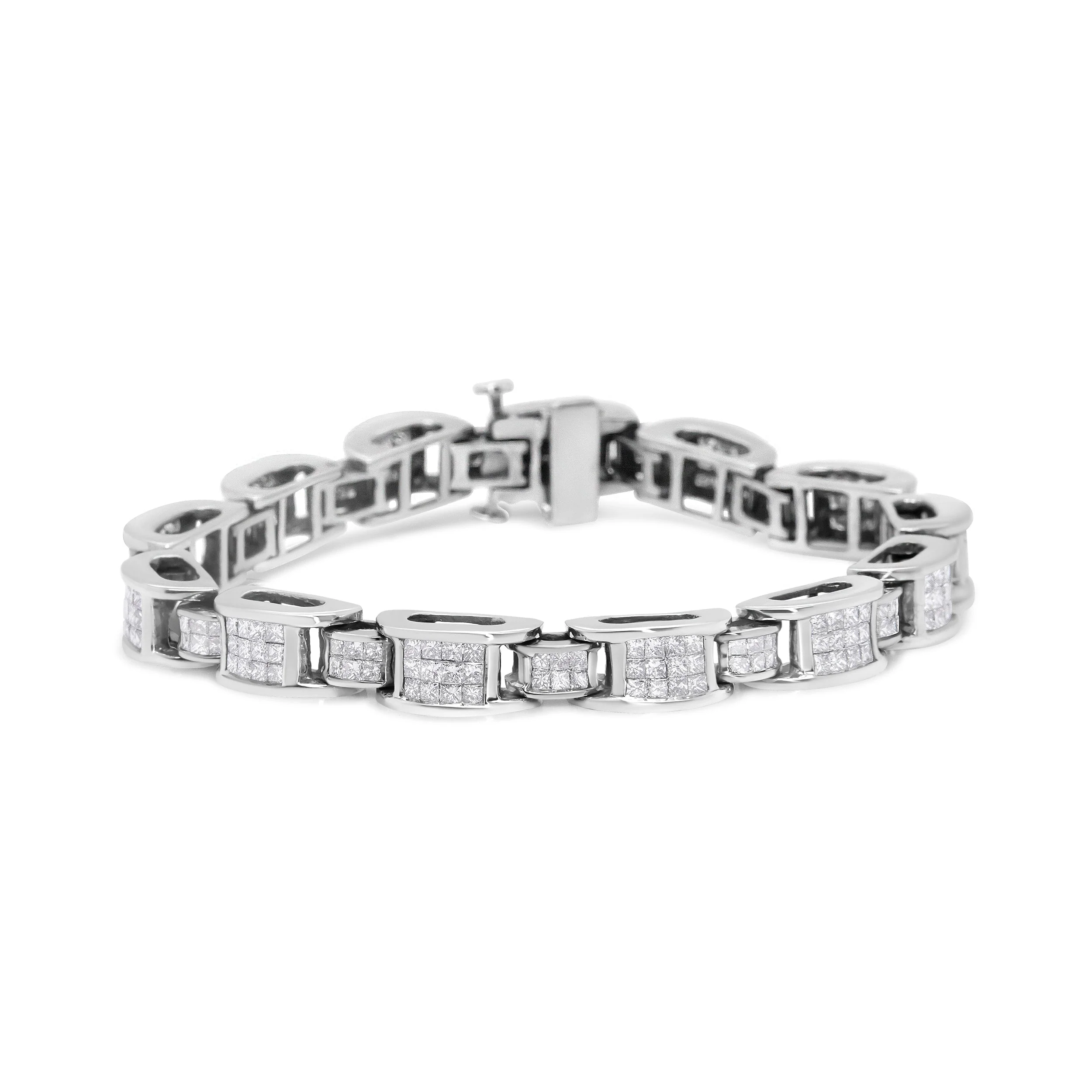 14K White Gold 5.0 Cttw Princess Cut Diamond Invisible Set Alternating Size D Shaped Links Tennis Bracelet (H-I Color, SI2-I1 Clarity) - 7â€ - Image 6