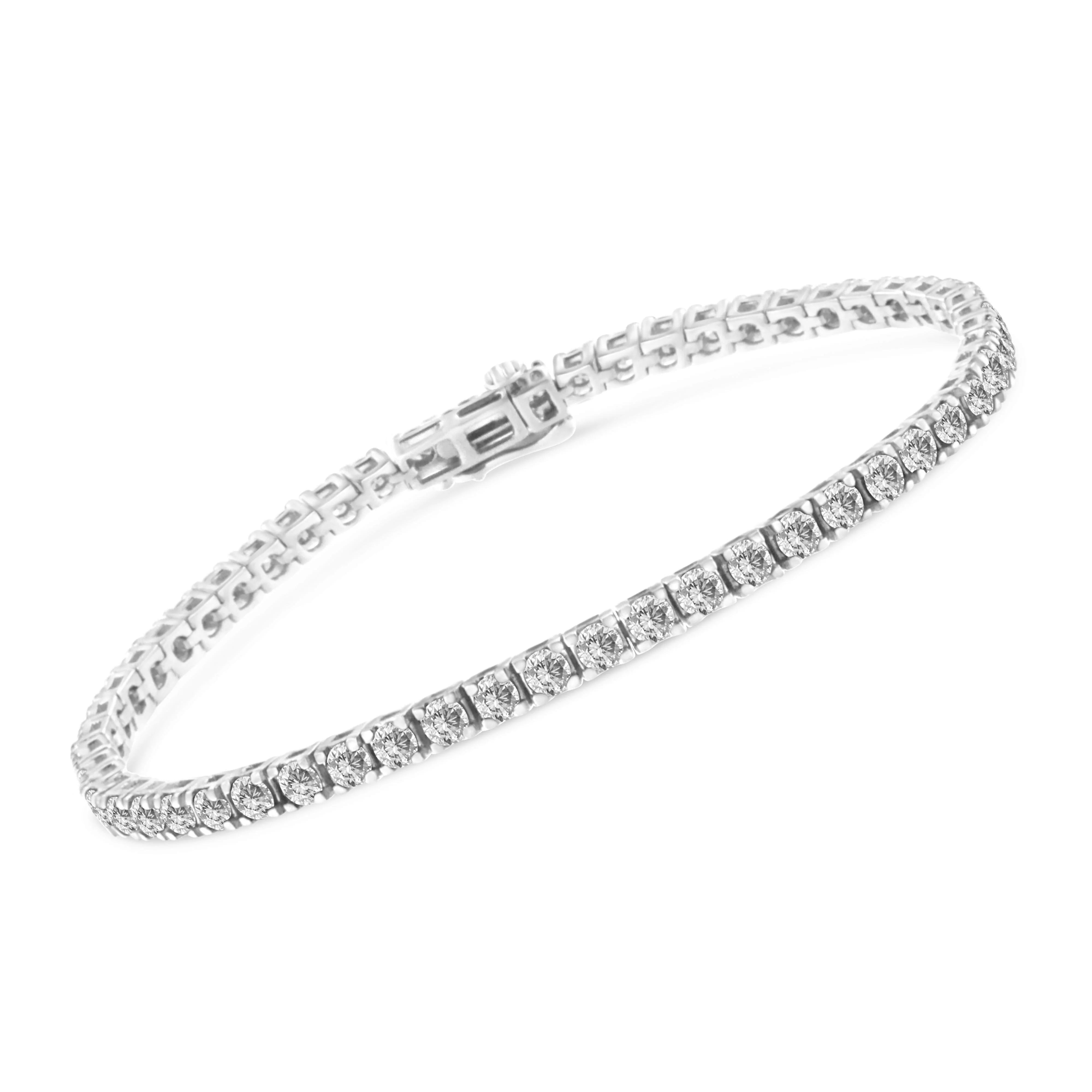 14K White Gold 5.00 Cttw Prong Set Lab Grown Round Diamond Classic Tennis Bracelet (F-G Color, VS2-SI1 Clarity) - 7.25" - Image 2