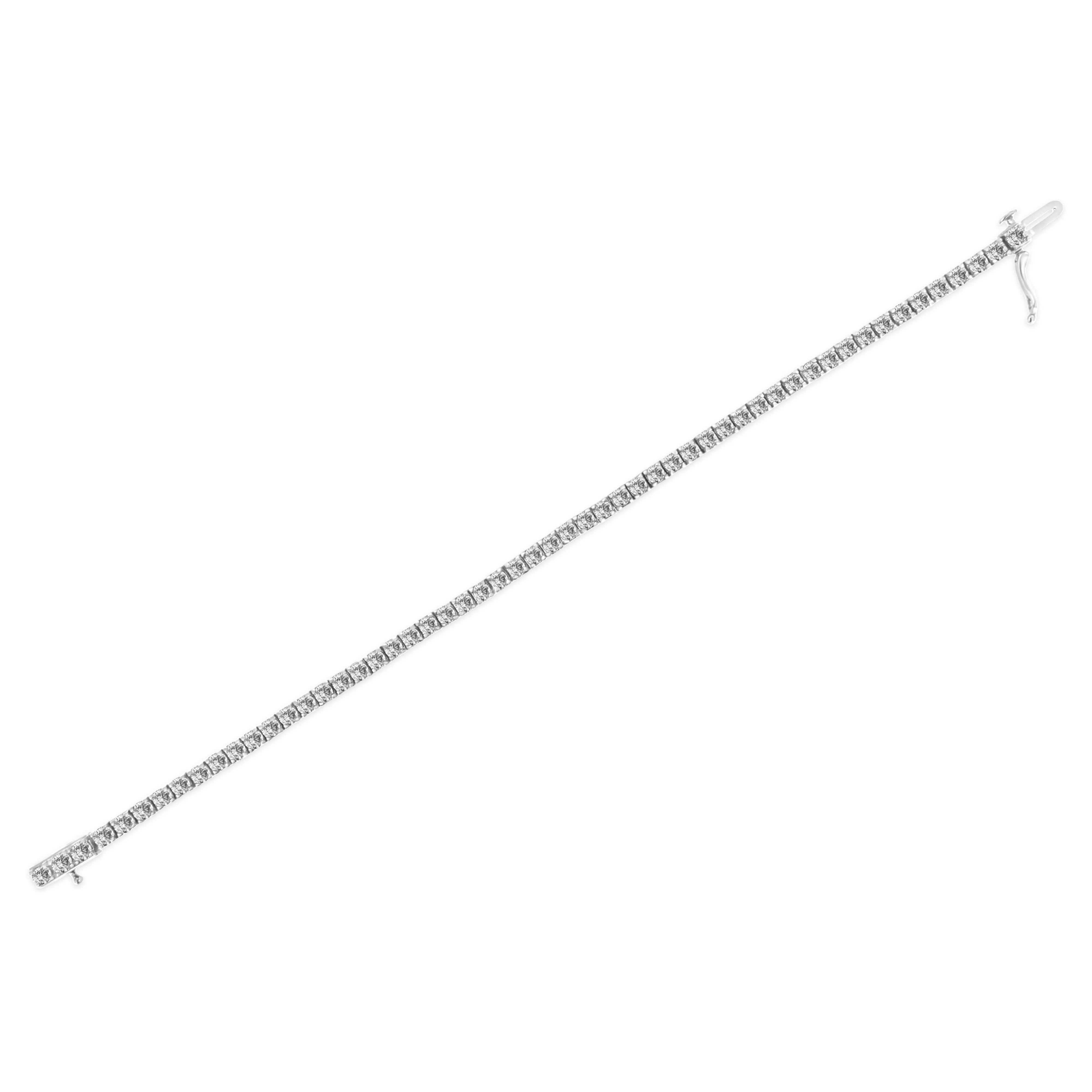 14K White Gold 5.00 Cttw Prong Set Lab Grown Round Diamond Classic Tennis Bracelet (F-G Color, VS2-SI1 Clarity) - 7.25" - Image 4
