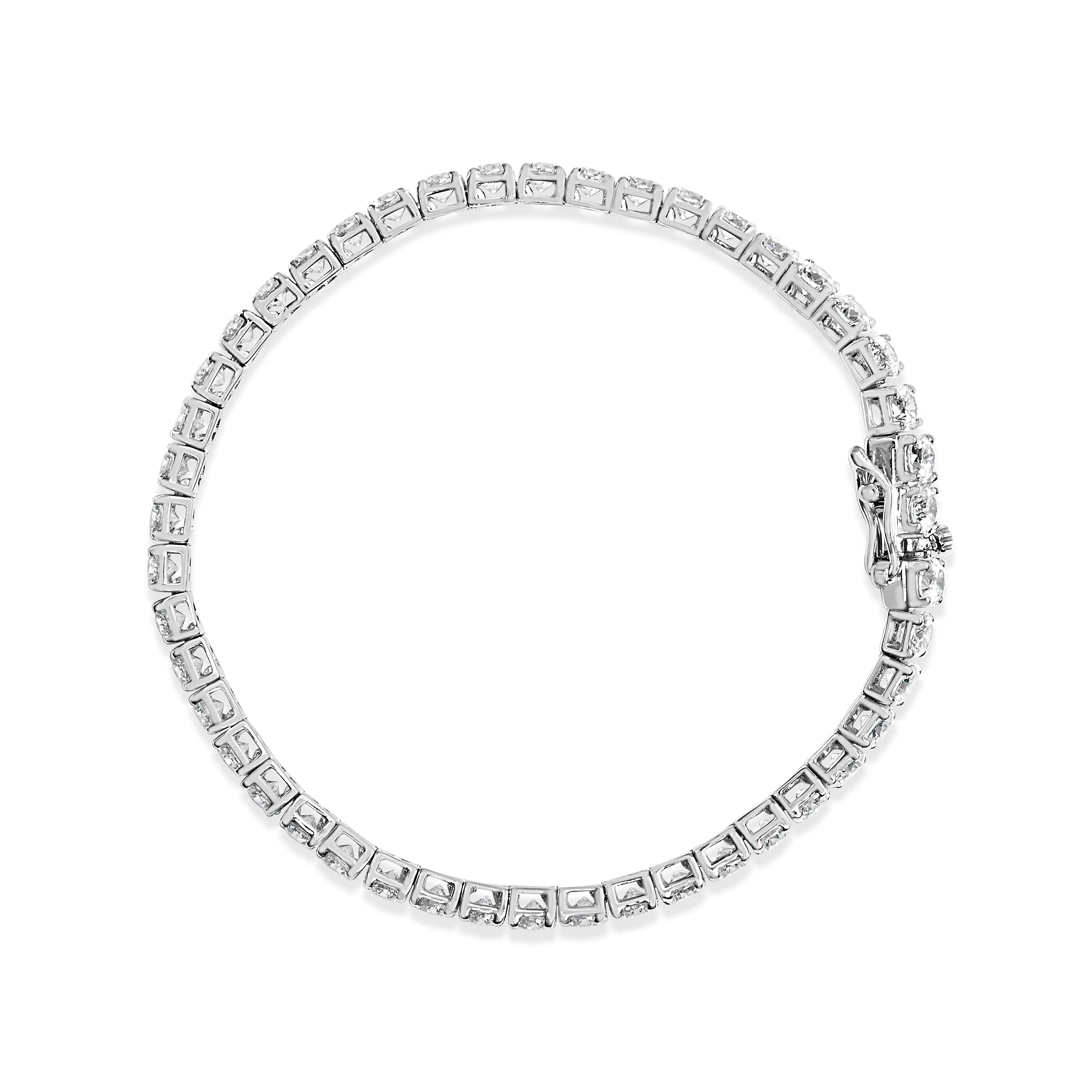 14K White Gold 5.00 Cttw Prong Set Lab Grown Round Diamond Classic Tennis Bracelet (F-G Color, VS2-SI1 Clarity) - 7.25" - Image 3