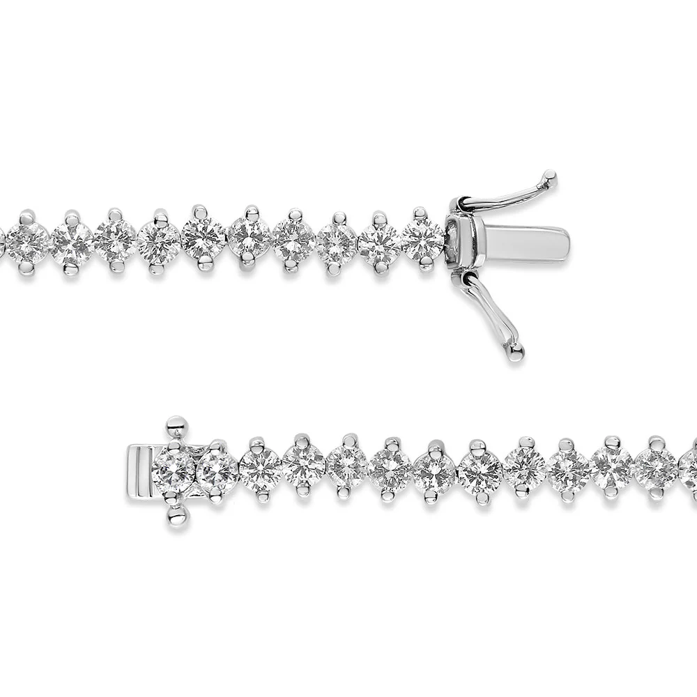 14K White Gold 5 1/2 Cttw Round Diamond 2-Prong Tennis Bracelet (H-I Color, SI2-I1 Clarity) - 7" - Image 2