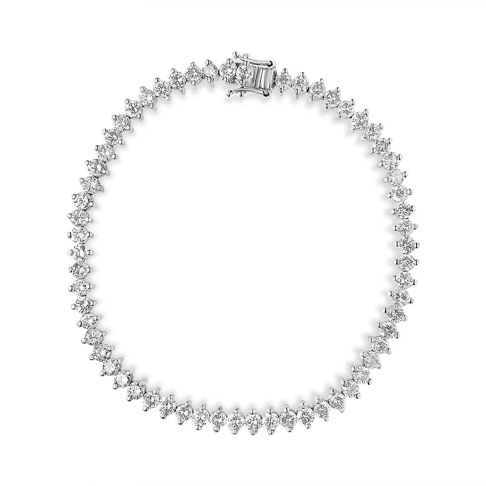 14K White Gold 5 1/2 Cttw Round Diamond 2-Prong Tennis Bracelet (H-I Color, SI2-I1 Clarity) - 7" - Image 4