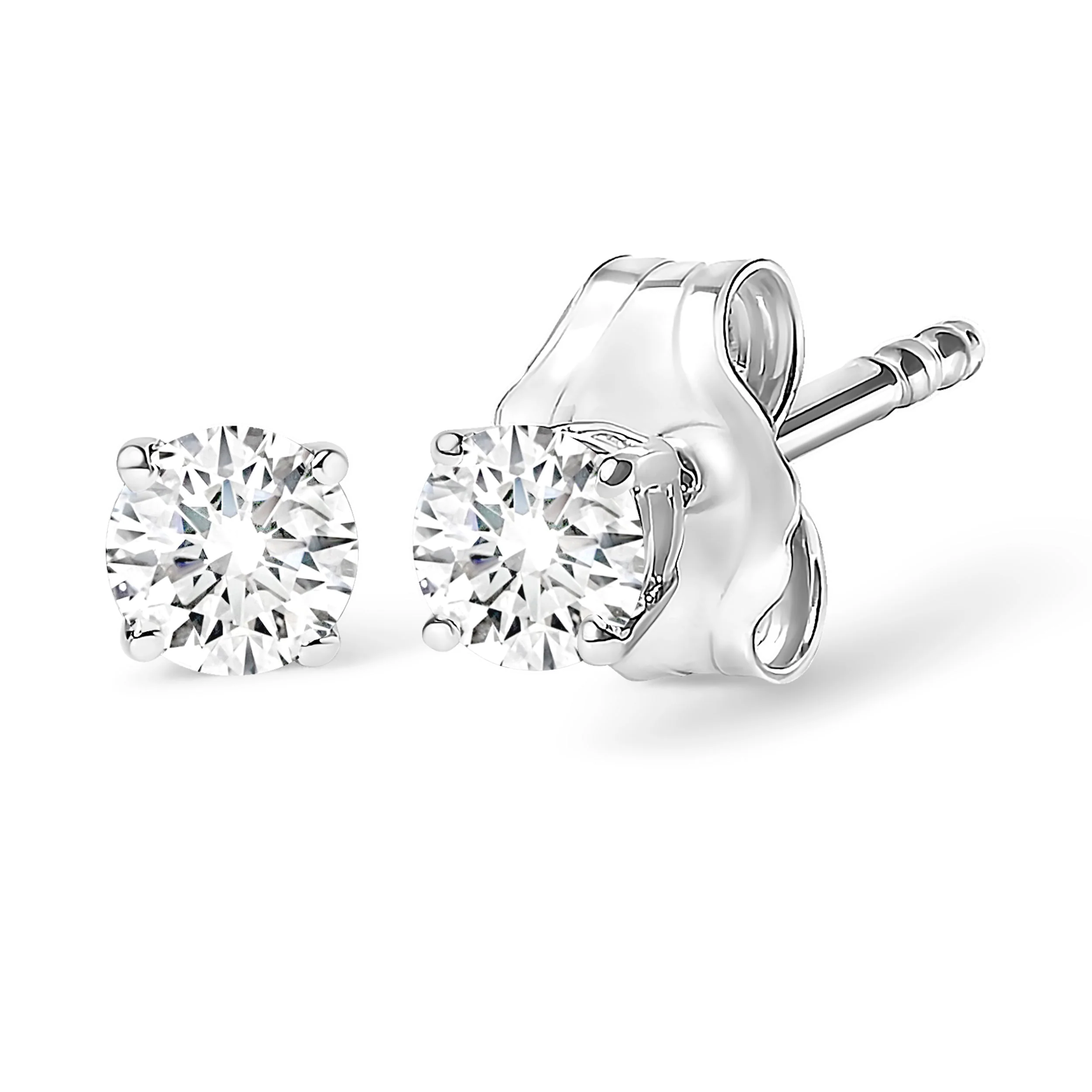 14K White Gold 5/8 Cttw Round Brilliant-Cut Lab Grown Diamond Classic 4-Prong Push back Stud Earrings (F-G Color, VS1-VS2 Clarity) - Image 6