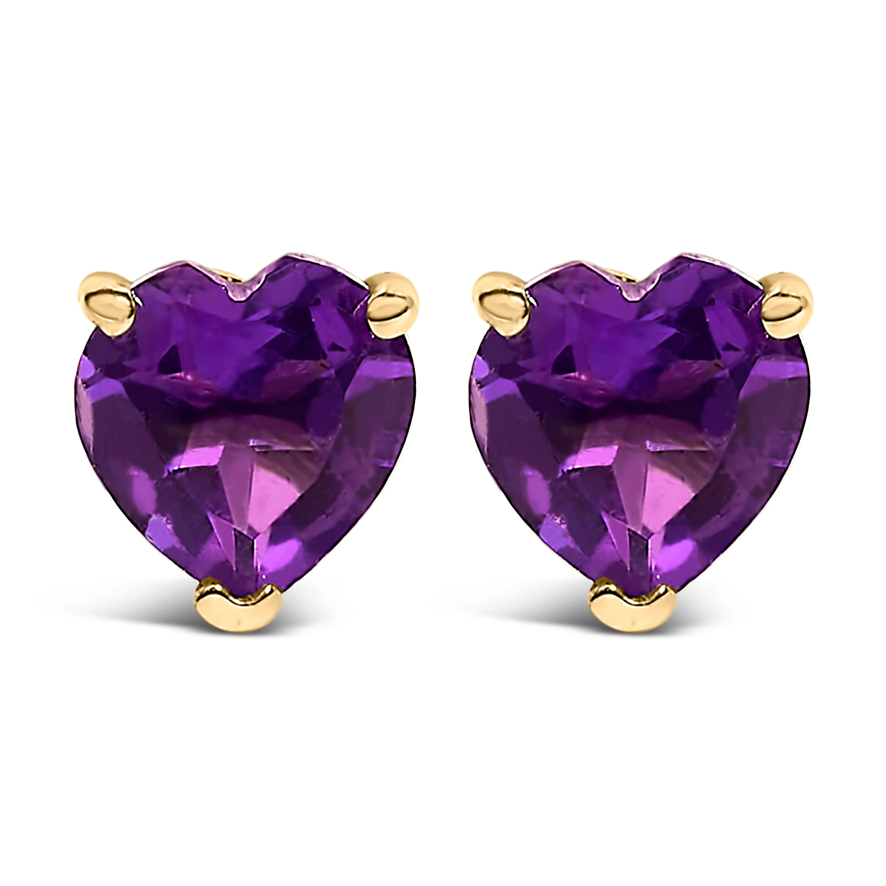 14K White Gold 5MM Heart Cut Purple Amethyst Solitaire Stud Earrings - Image 8