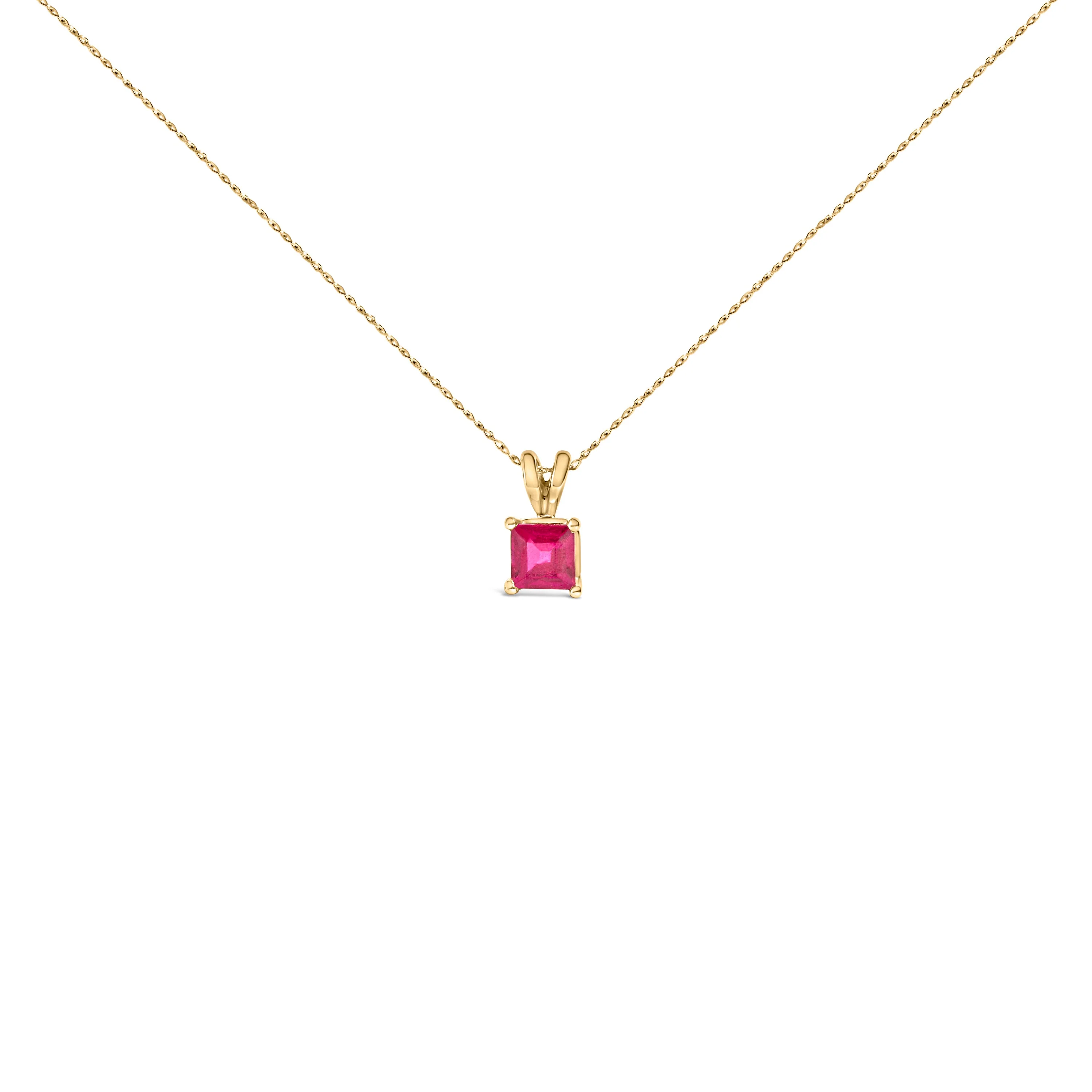 14K White Gold 5x5 MM Square Shaped Purple Amethyst Solitaire Pendant Necklace - Image 11