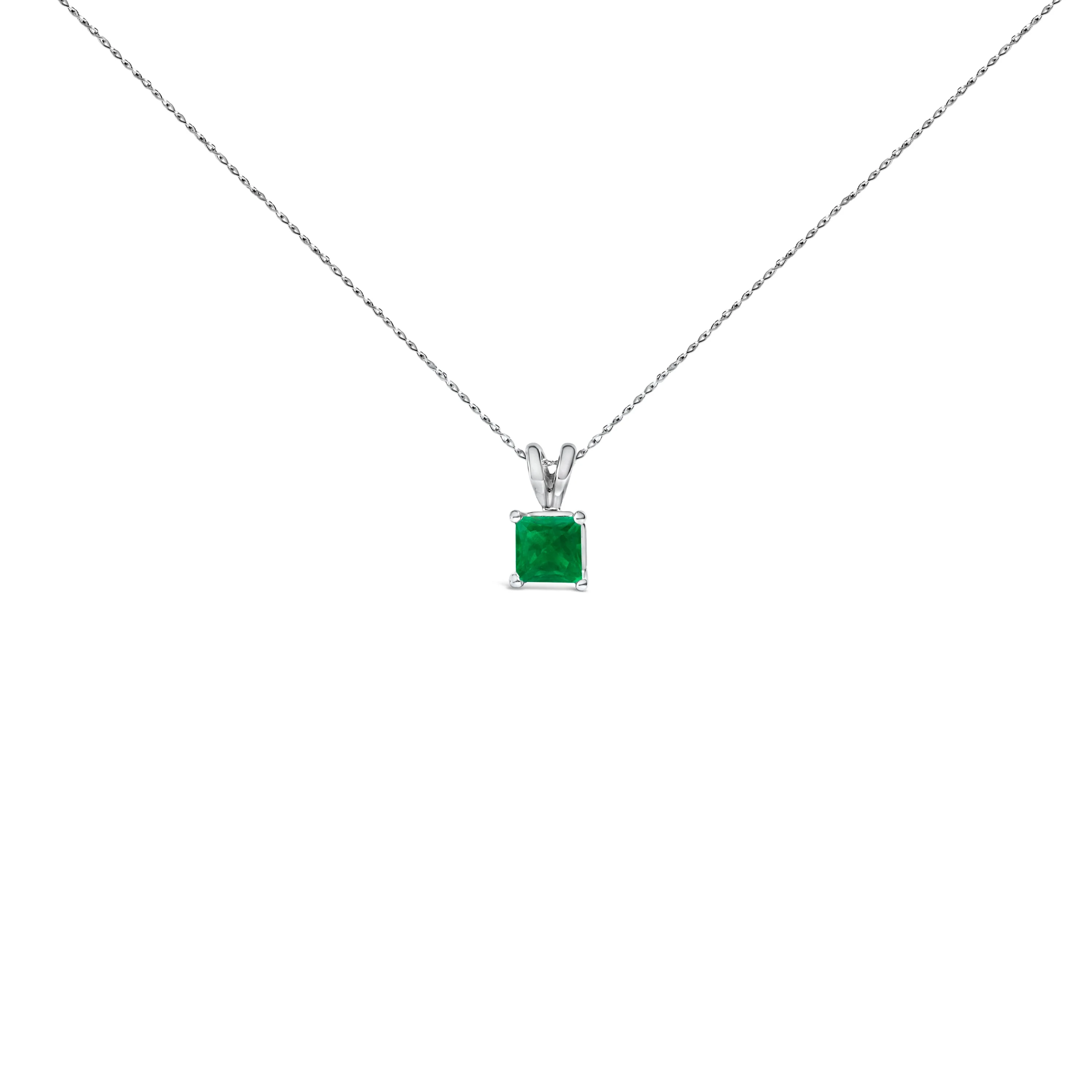 14K White Gold 5x5 MM Square Shaped Purple Amethyst Solitaire Pendant Necklace - Image 4