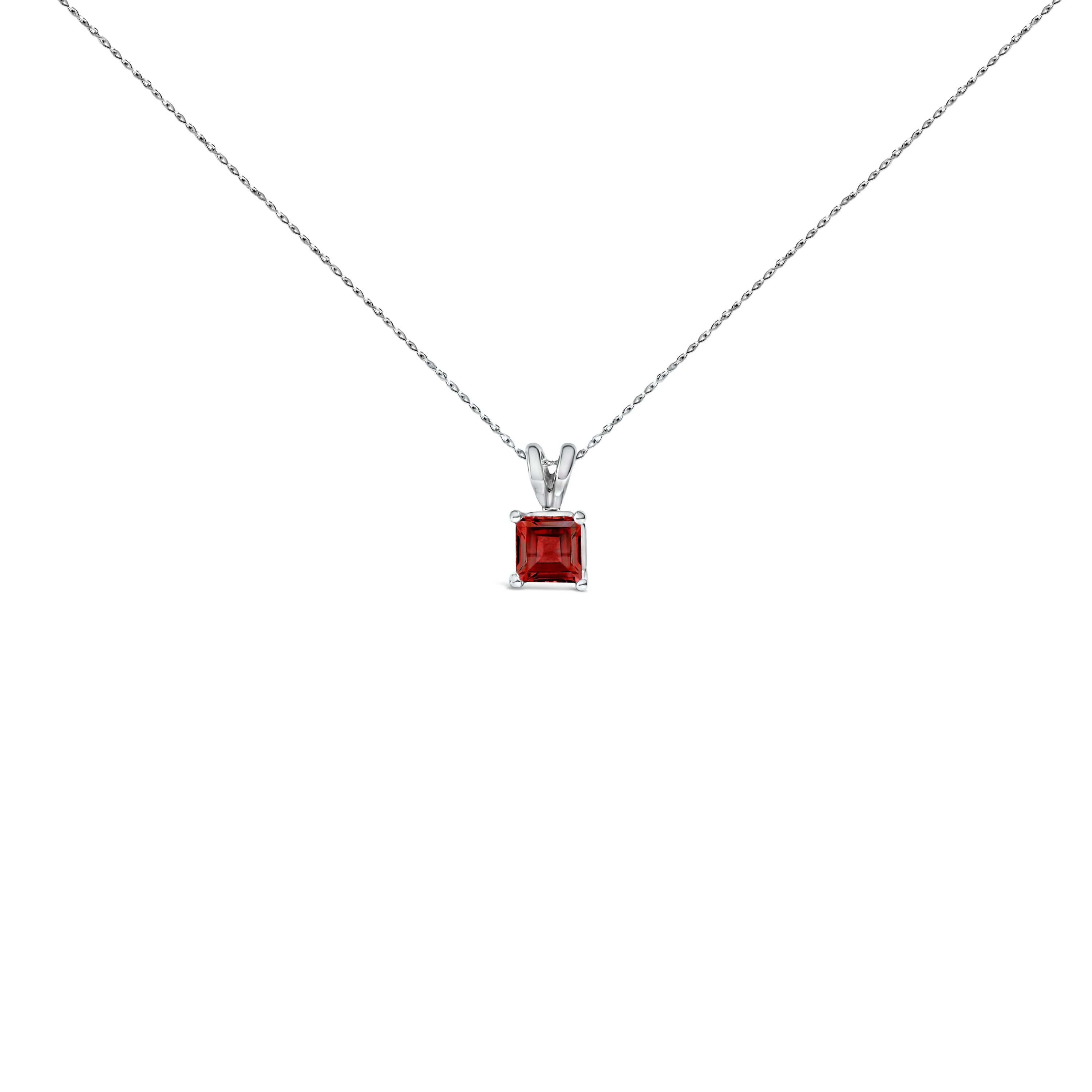 14K White Gold 5x5 MM Square Shaped Purple Amethyst Solitaire Pendant Necklace - Image 5