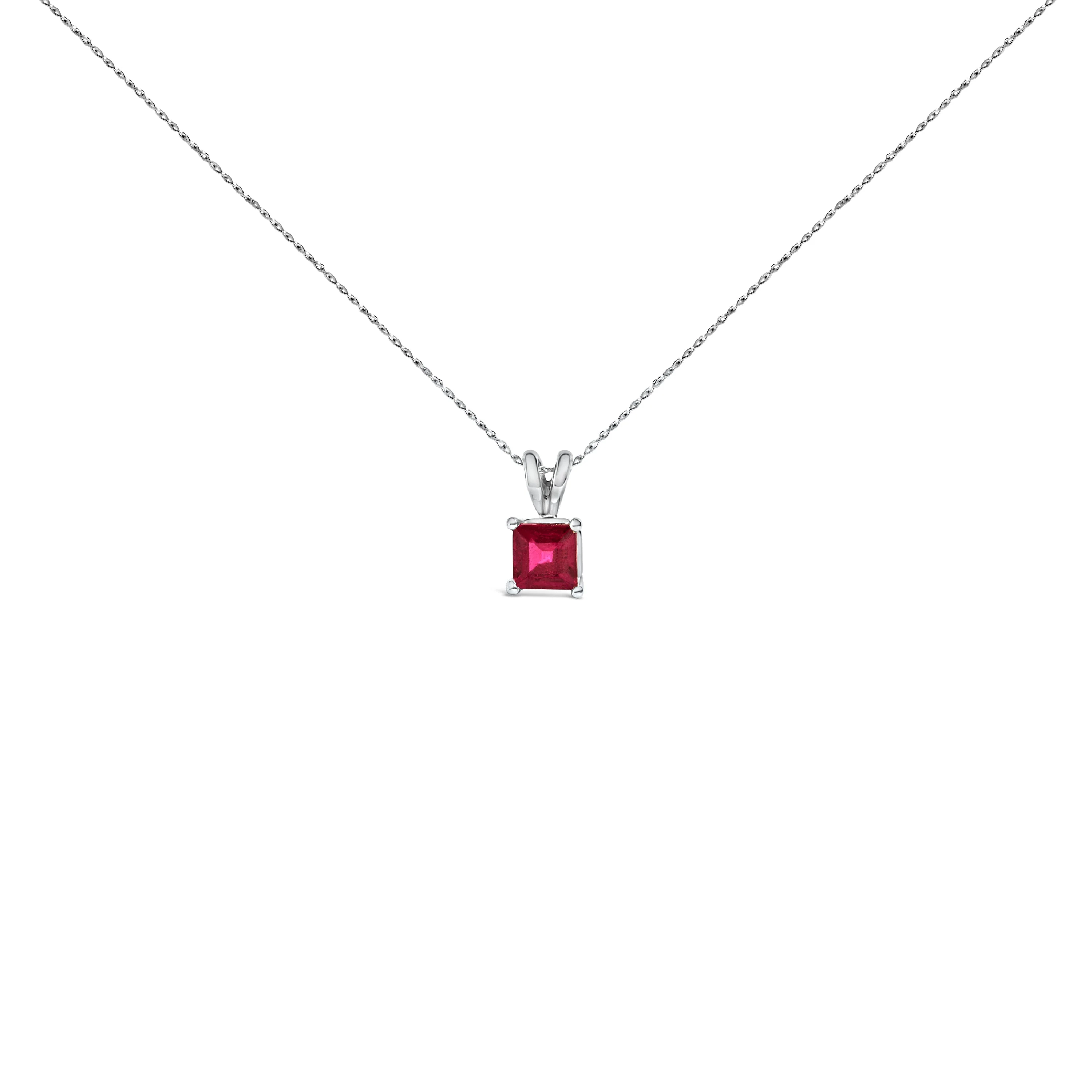 14K White Gold 5x5 MM Square Shaped Purple Amethyst Solitaire Pendant Necklace - Image 6