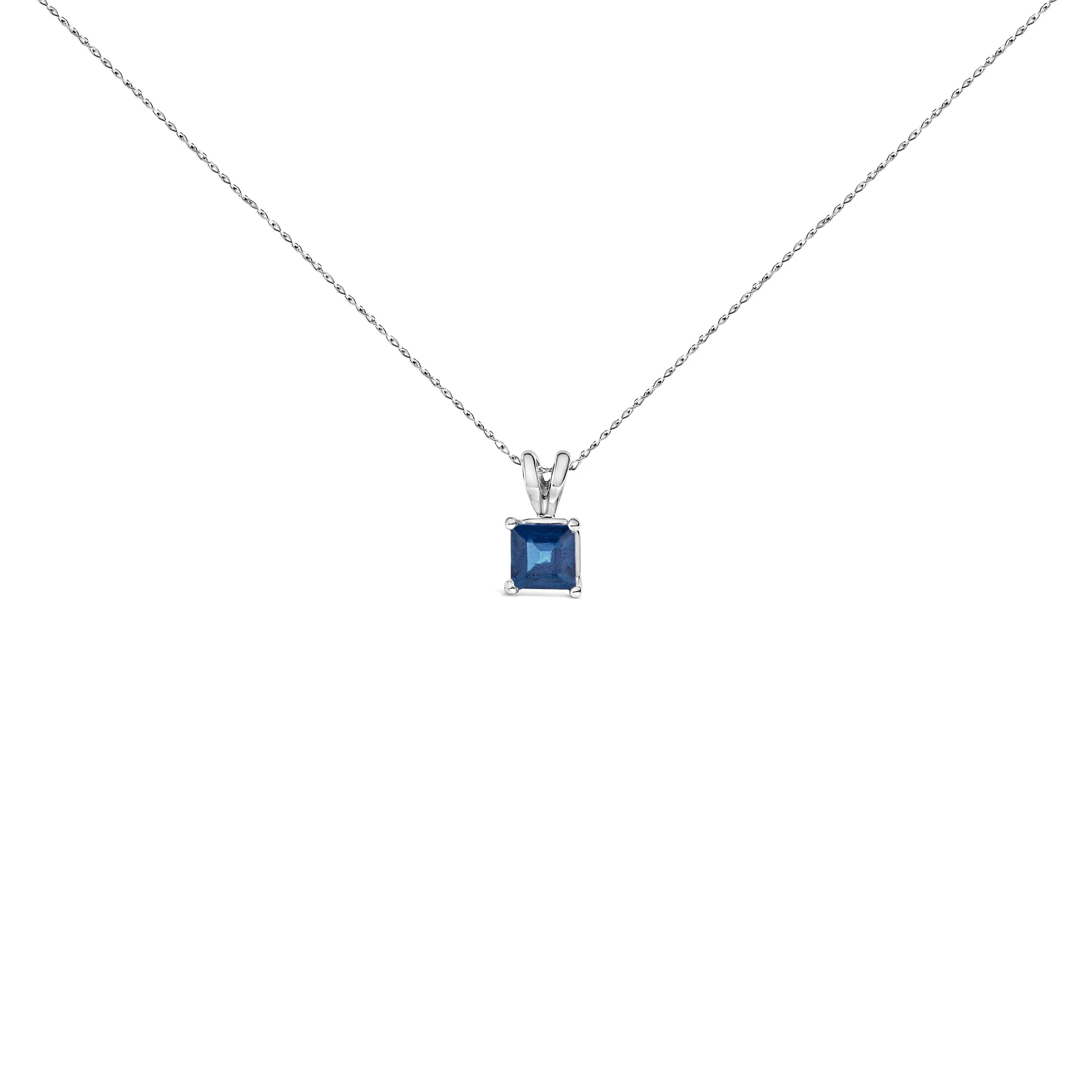 14K White Gold 5x5 MM Square Shaped Purple Amethyst Solitaire Pendant Necklace - Image 7