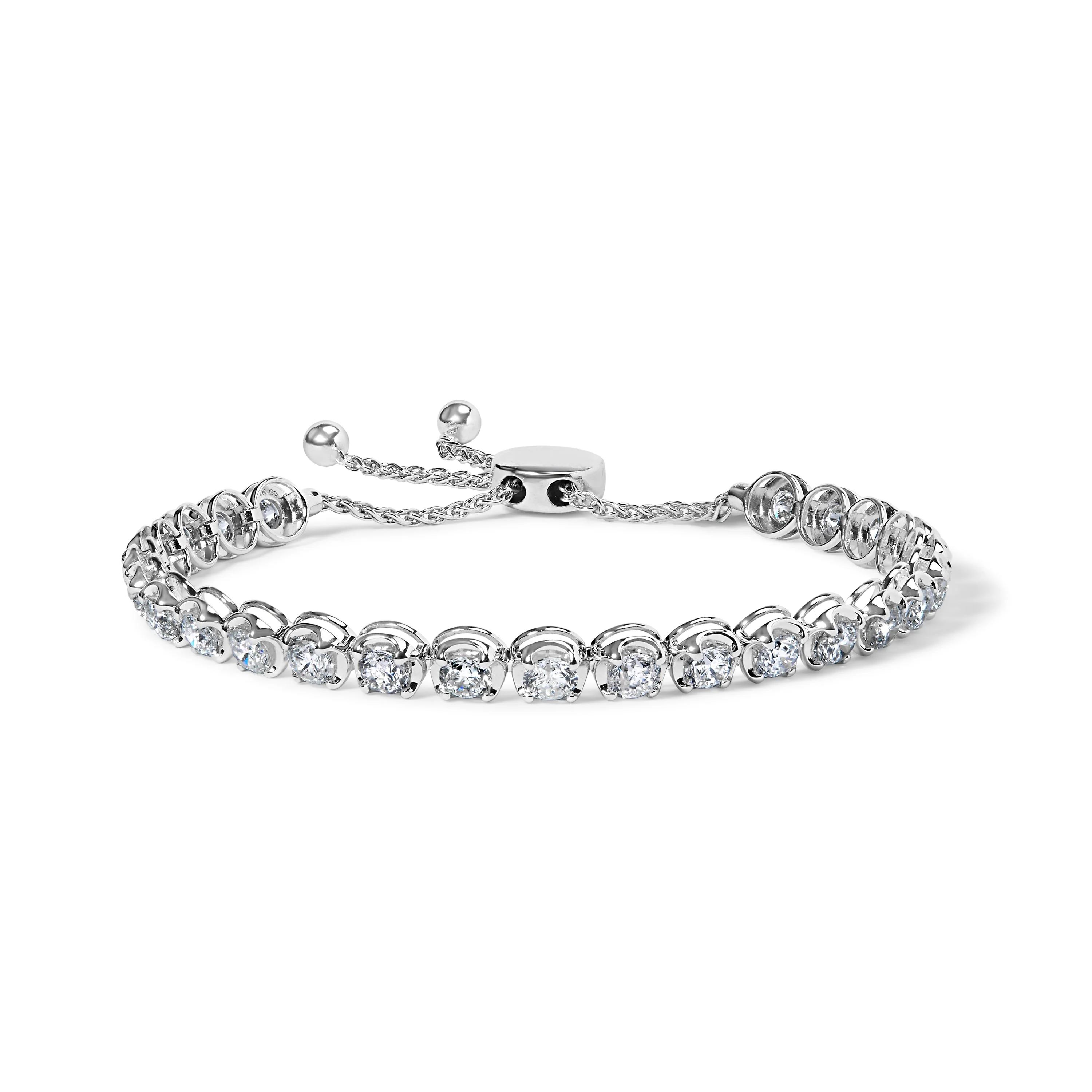 14K White Gold 6.00 Cttw Diamond 4â€-10†Adjustable Bolo Tennis Bracelet (I-J Color, I1-I2 Clarity)