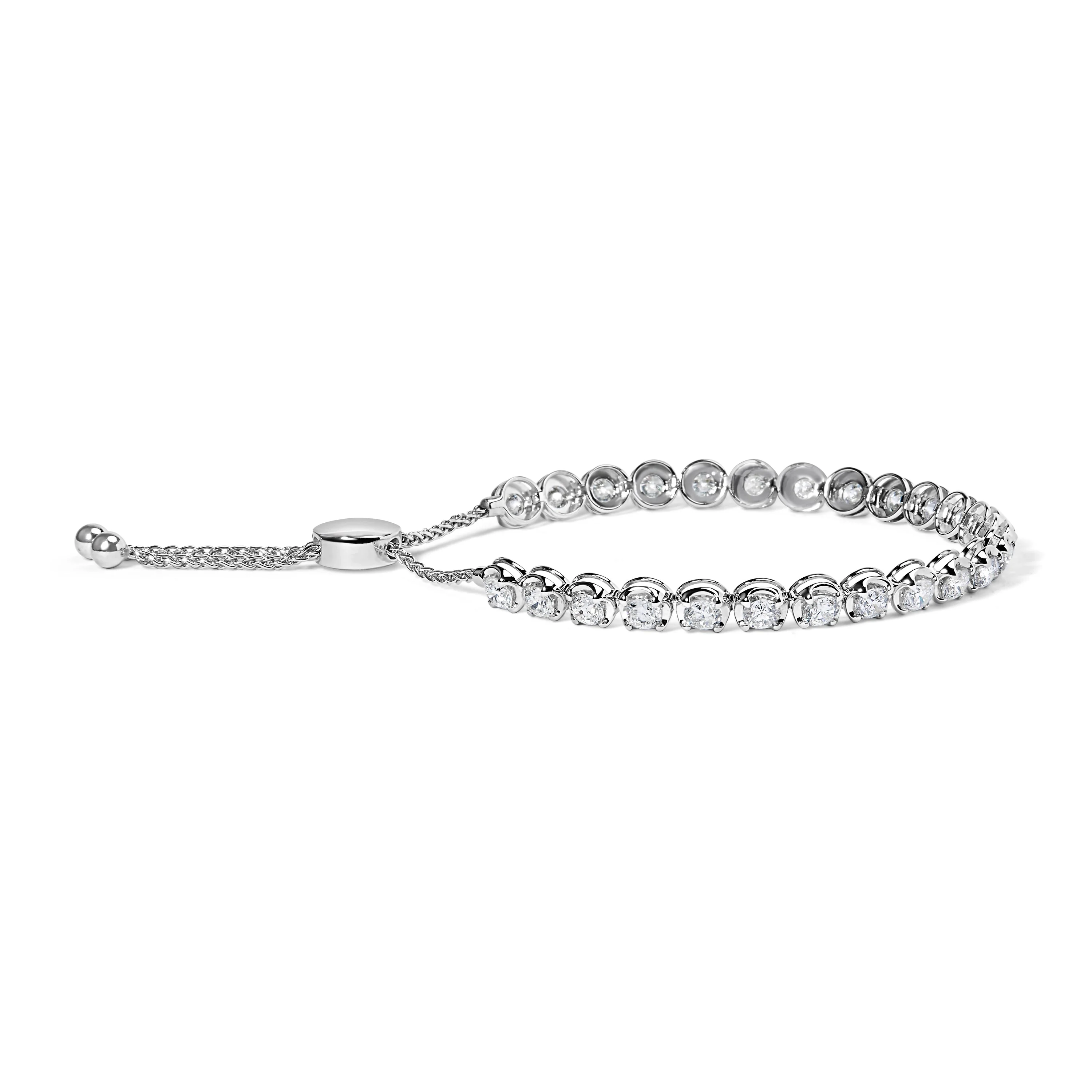14K White Gold 6.00 Cttw Diamond 4â€-10†Adjustable Bolo Tennis Bracelet (I-J Color, I1-I2 Clarity) - Image 2