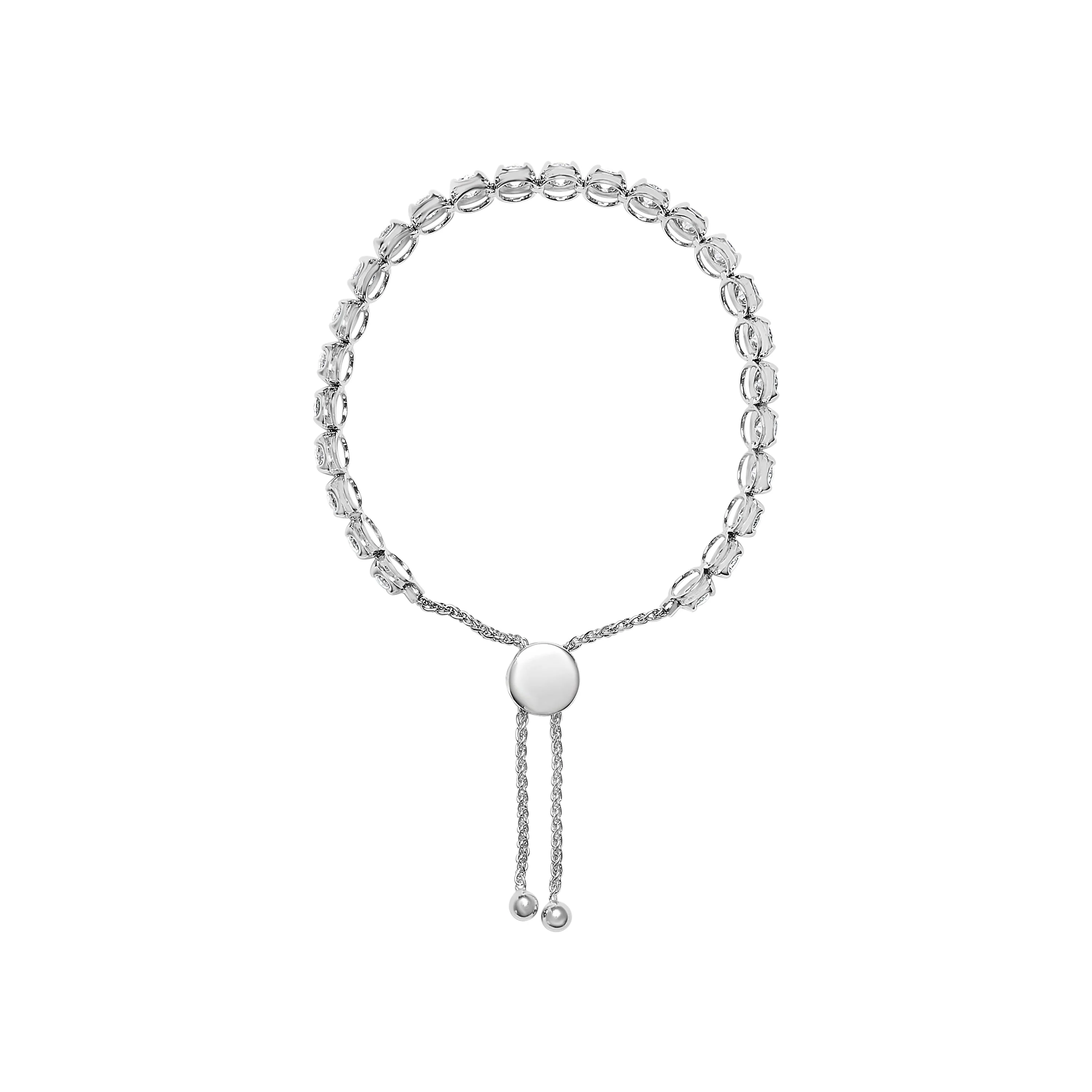 14K White Gold 6.00 Cttw Diamond 4â€-10†Adjustable Bolo Tennis Bracelet (I-J Color, I1-I2 Clarity) - Image 3