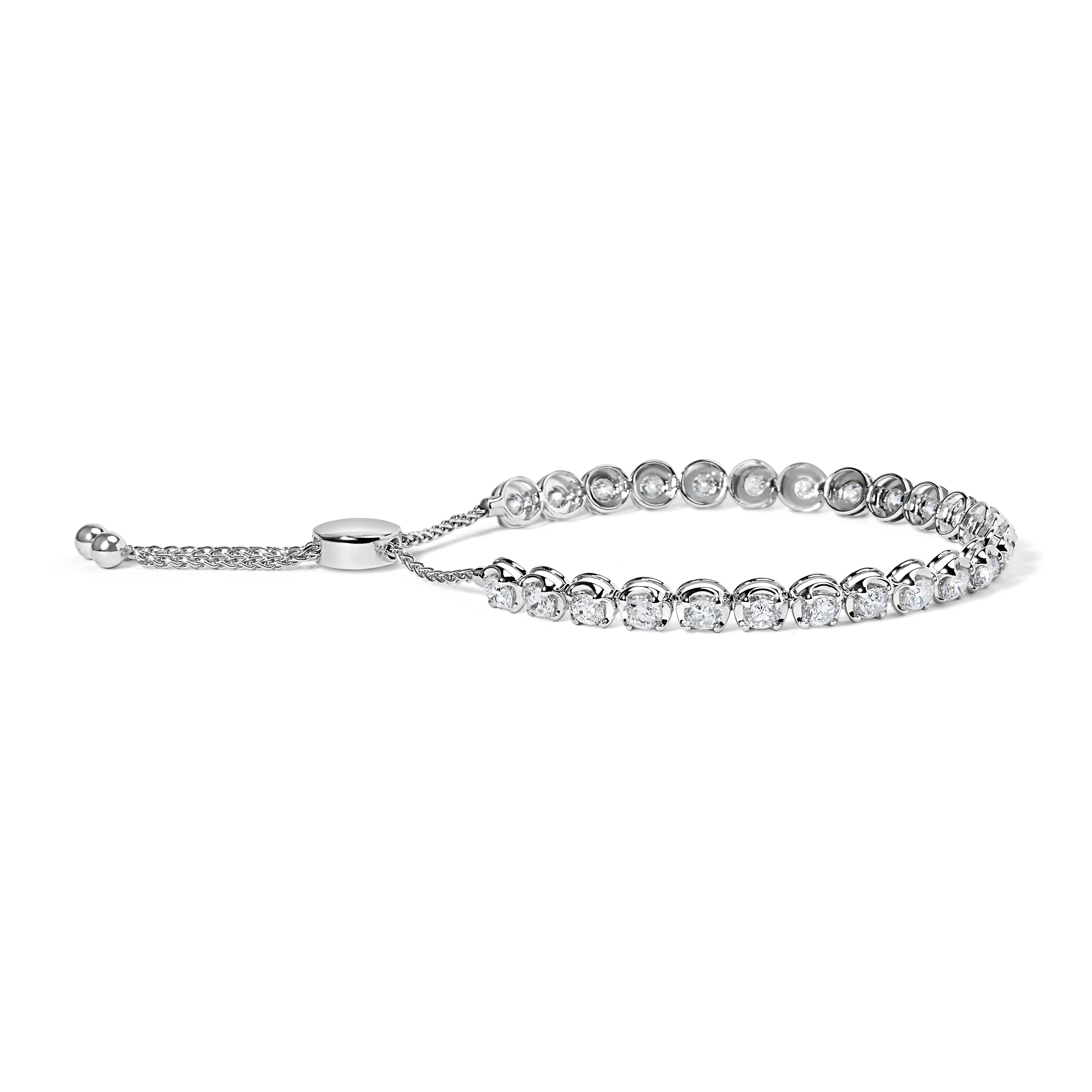 14K White Gold 6.00 Cttw Diamond 4â€-10†Adjustable Bolo Tennis Bracelet (I-J Color, I1-I2 Clarity) - Image 5