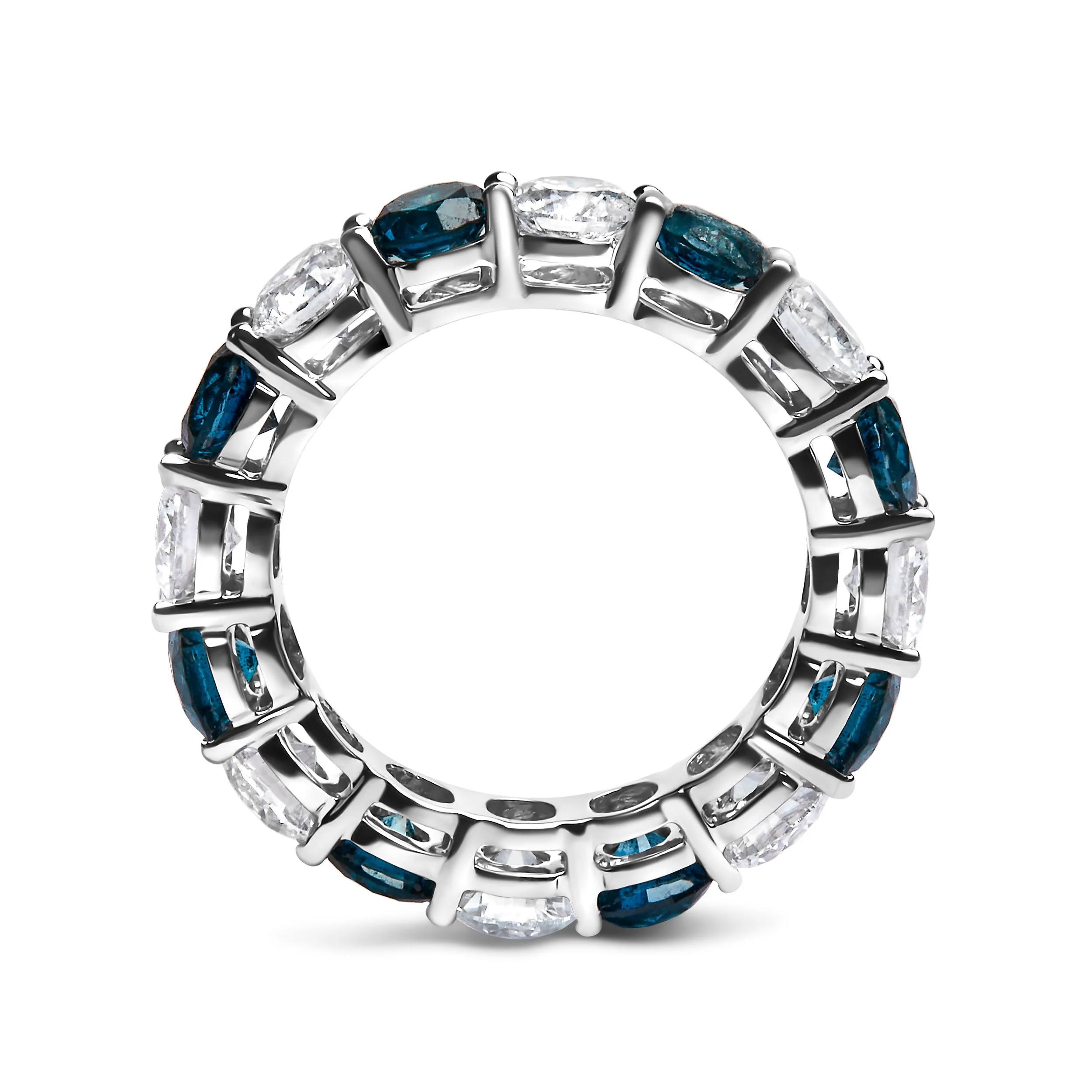 14K White Gold 6 1/4 Cttw Alternating Lab-Grown White and Natural Treated Blue Diamond Eternity Band Ring (F-G Color, VS1-VS2 Clarity) - Image 5