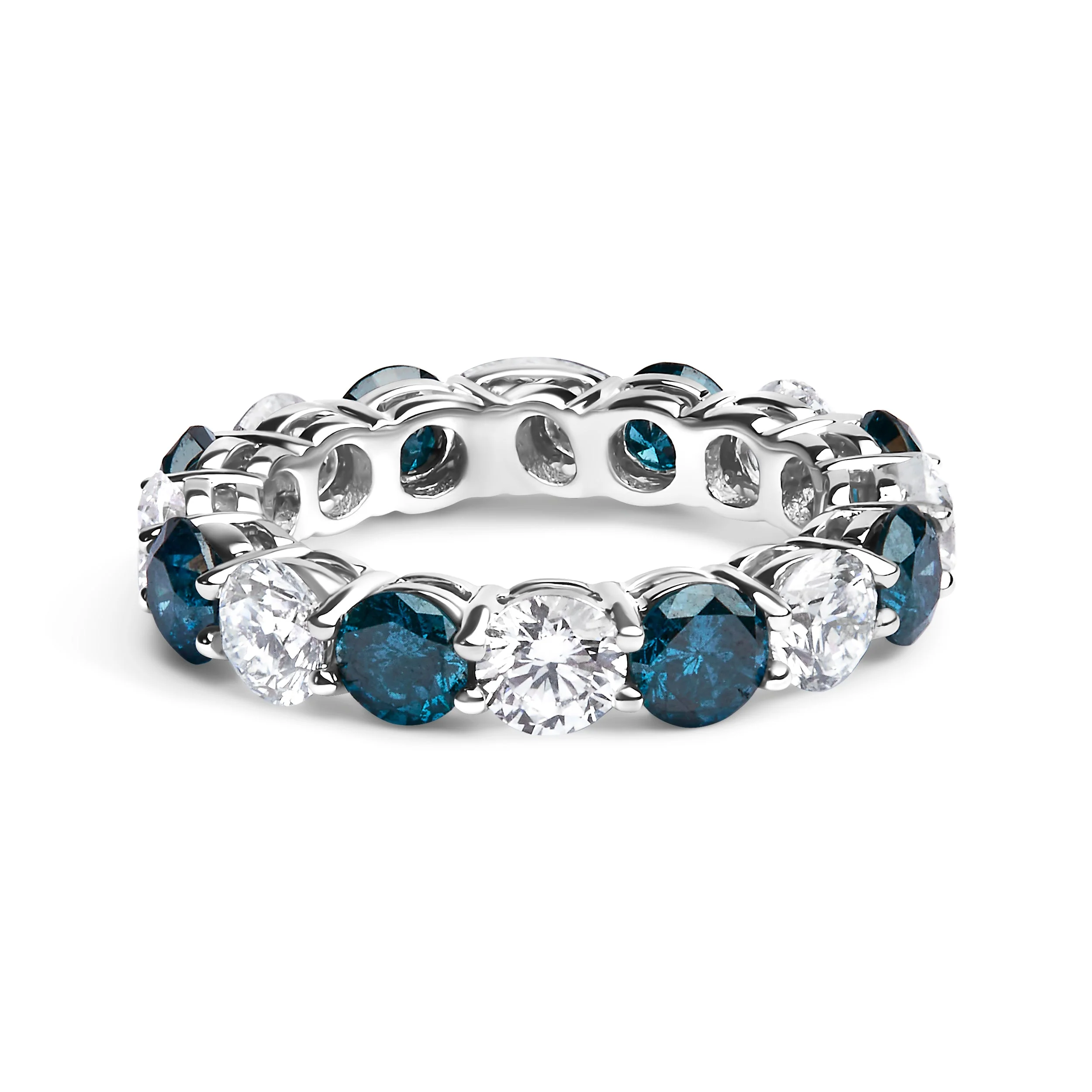 14K White Gold 6 1/4 Cttw Alternating Lab-Grown White and Natural Treated Blue Diamond Eternity Band Ring (F-G Color, VS1-VS2 Clarity) - Image 6