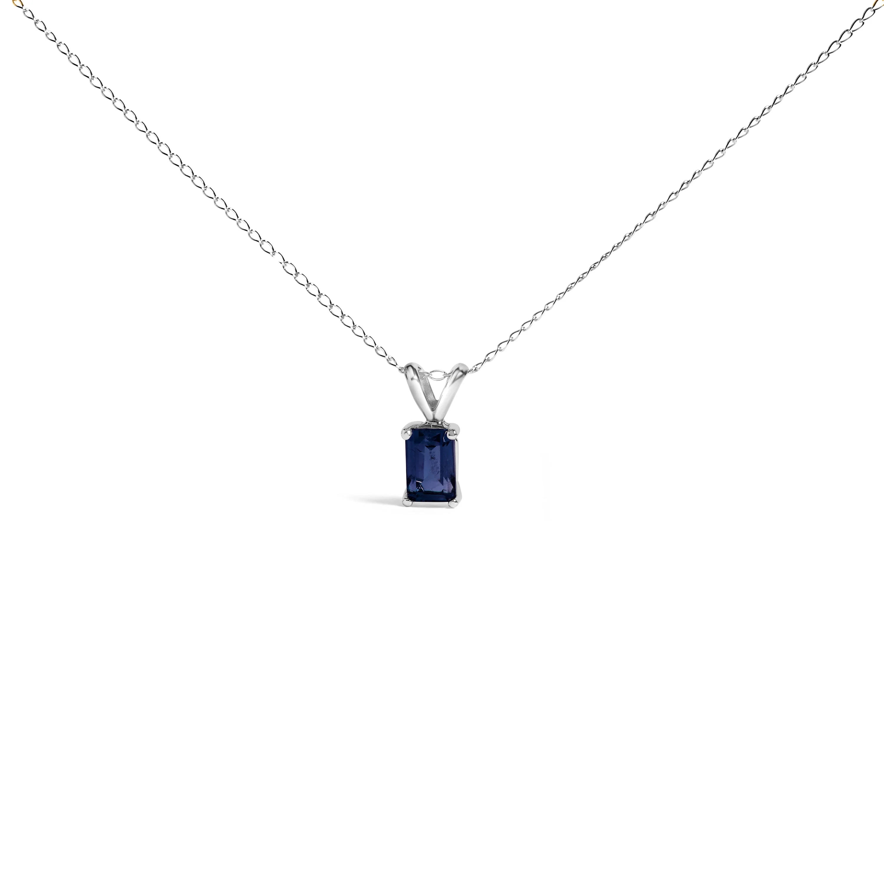 14K White Gold 6x4MM Emerald Cut Purple Amethyst Solitaire Pendant Necklace - Image 7