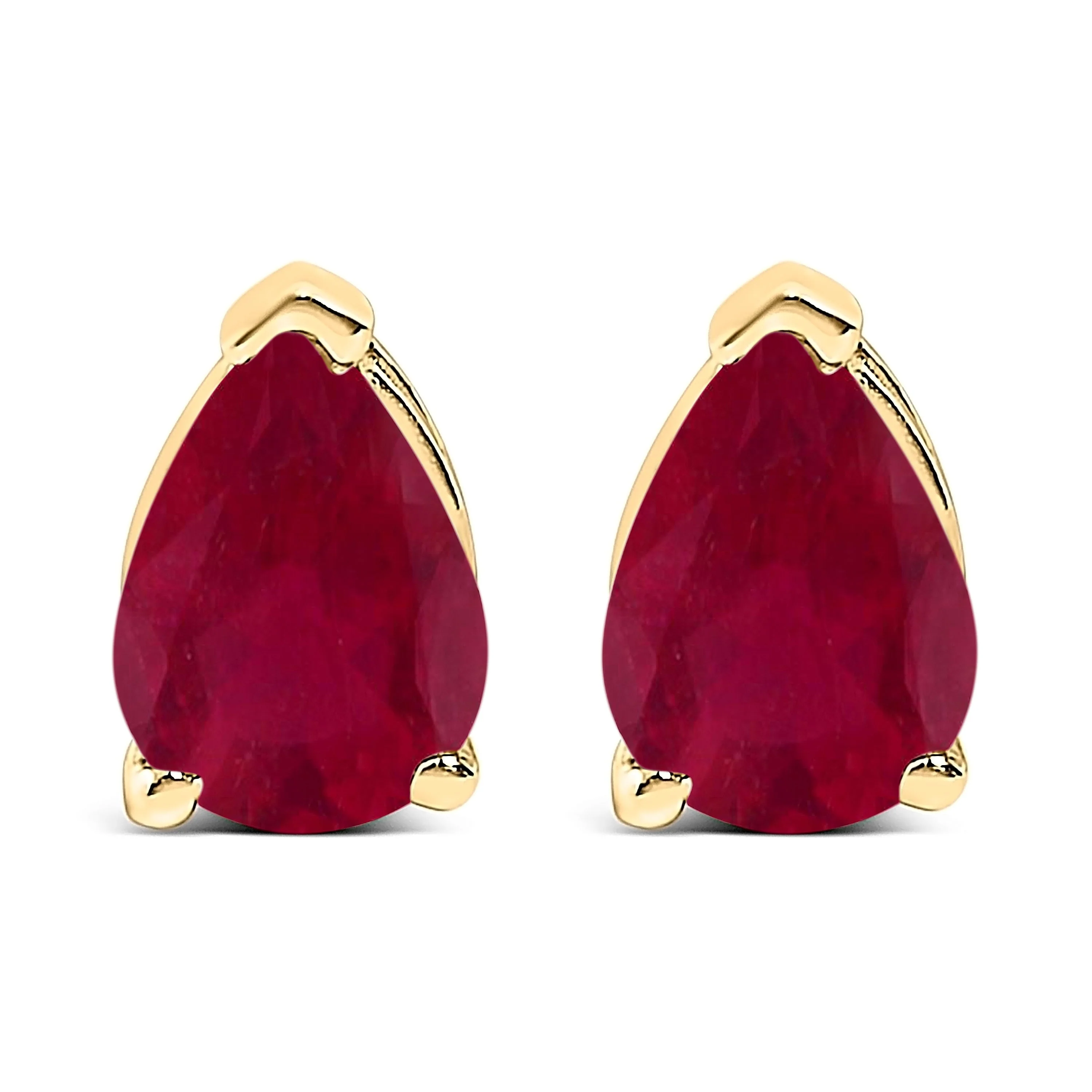 14K White Gold 6x4MM Pear Shaped Purple Amethyst Solitaire Stud Earrings - Image 11