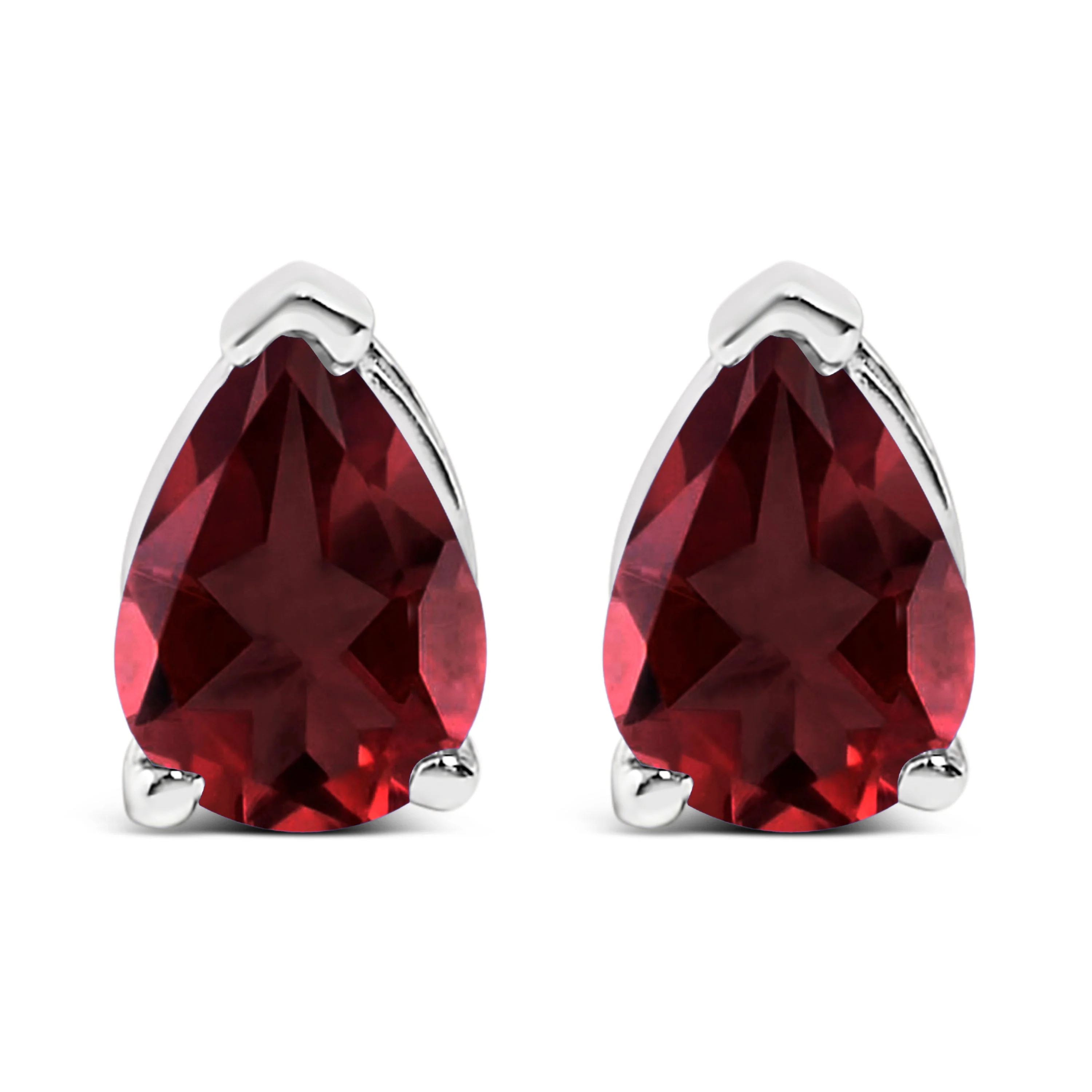 14K White Gold 6x4MM Pear Shaped Purple Amethyst Solitaire Stud Earrings - Image 5