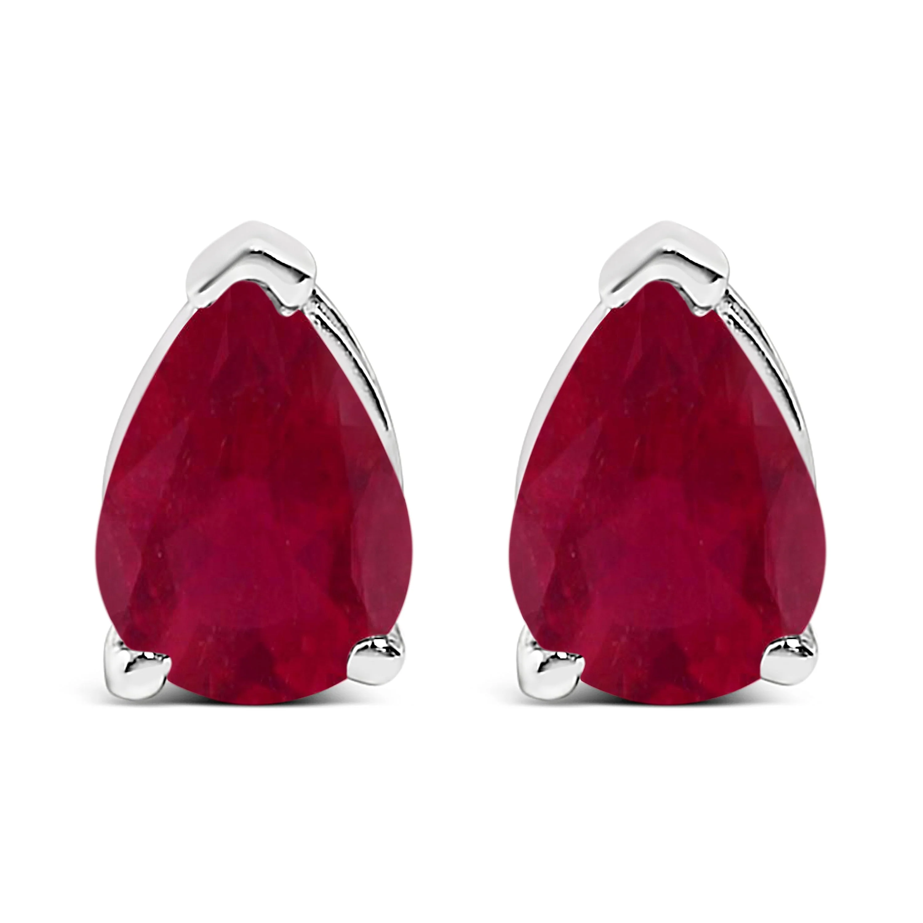 14K White Gold 6x4MM Pear Shaped Purple Amethyst Solitaire Stud Earrings - Image 6