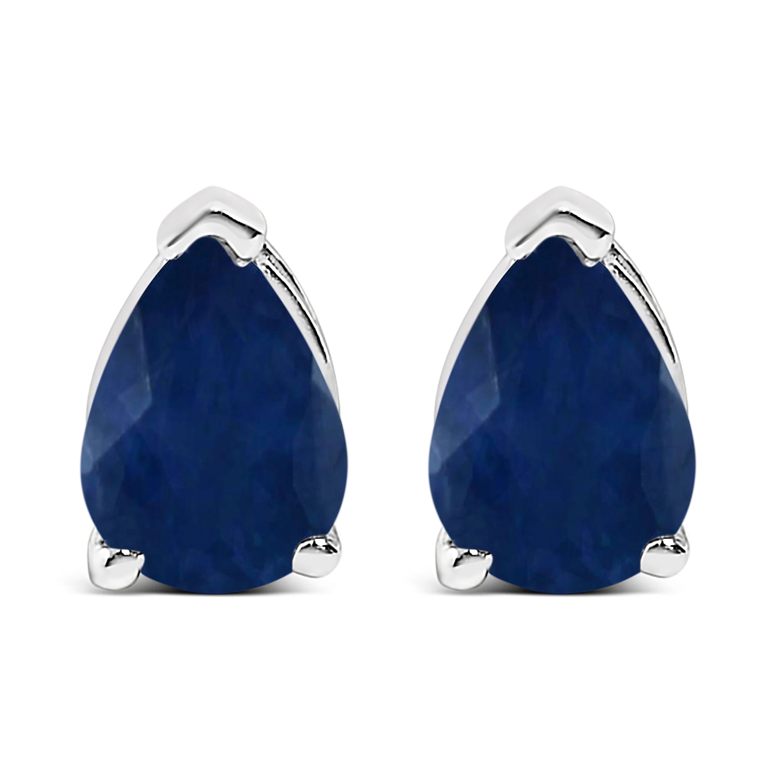 14K White Gold 6x4MM Pear Shaped Purple Amethyst Solitaire Stud Earrings - Image 7
