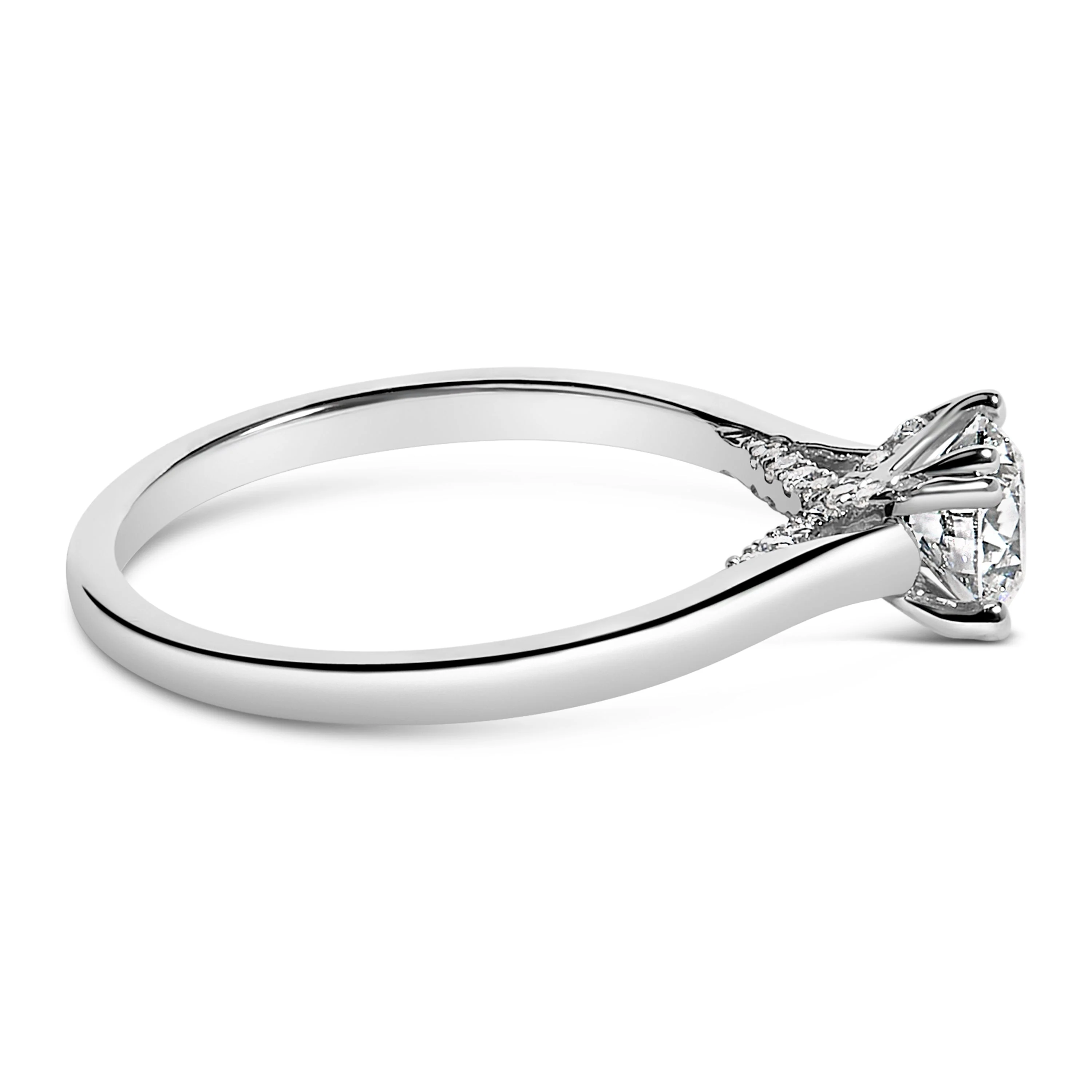 14K White Gold 7/8 Cttw Lab Grown Diamond Solitaire Cathedral Style Engagement Ring (F-G Color, VS1-VS2 Clarity) - Size 5 - Image 2