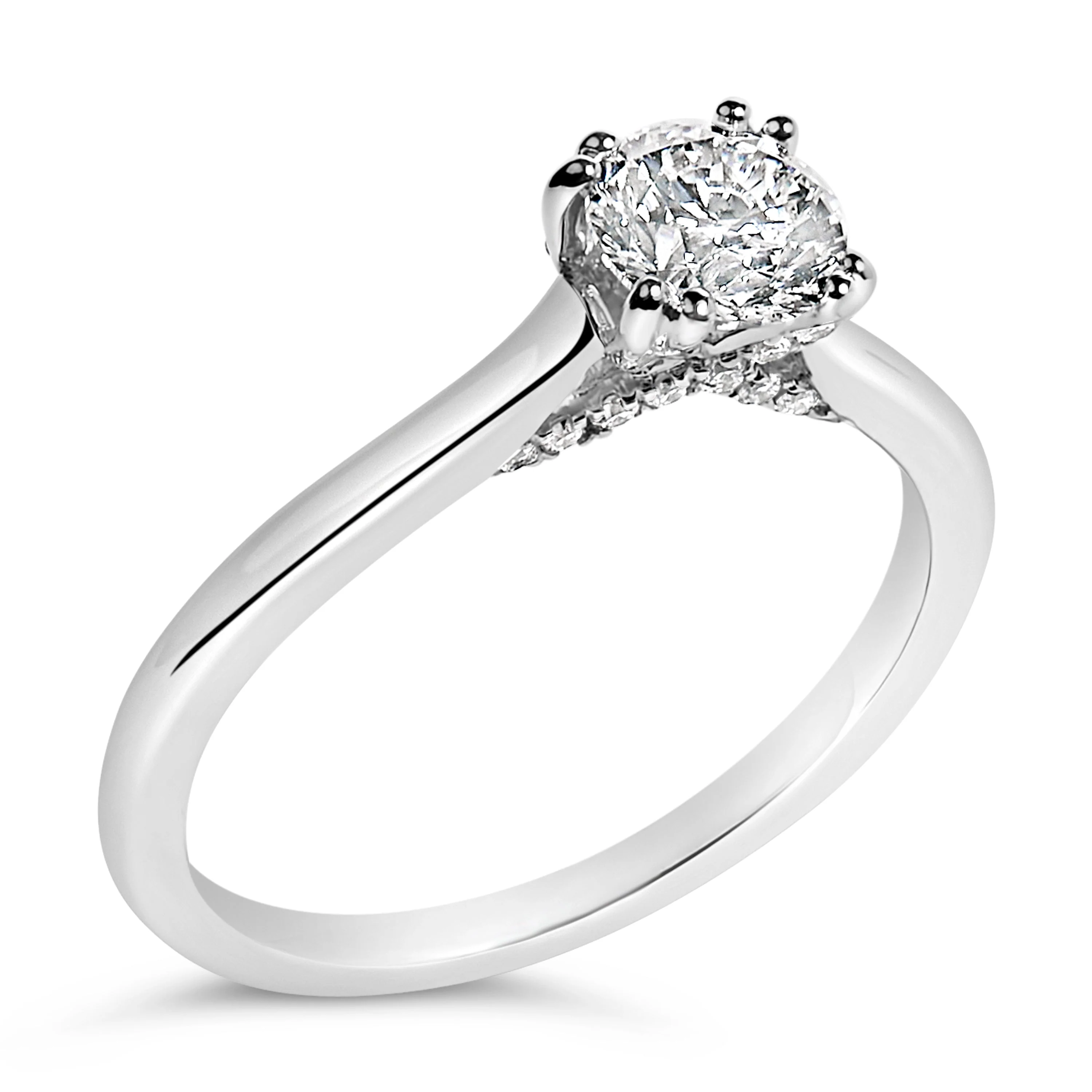 14K White Gold 7/8 Cttw Lab Grown Diamond Solitaire Cathedral Style Engagement Ring (F-G Color, VS1-VS2 Clarity) - Size 5 - Image 3