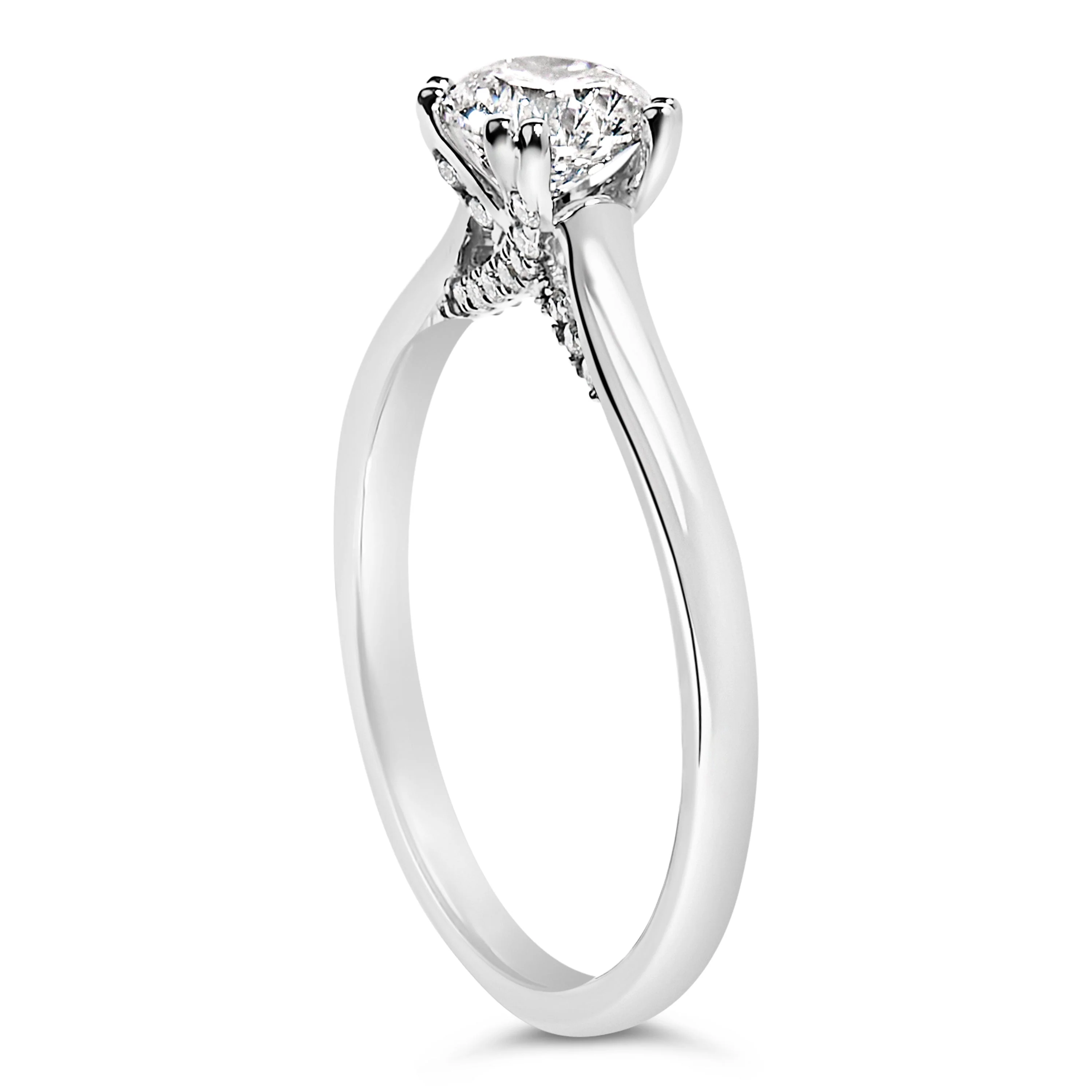 14K White Gold 7/8 Cttw Lab Grown Diamond Solitaire Cathedral Style Engagement Ring (F-G Color, VS1-VS2 Clarity) - Size 5 - Image 4