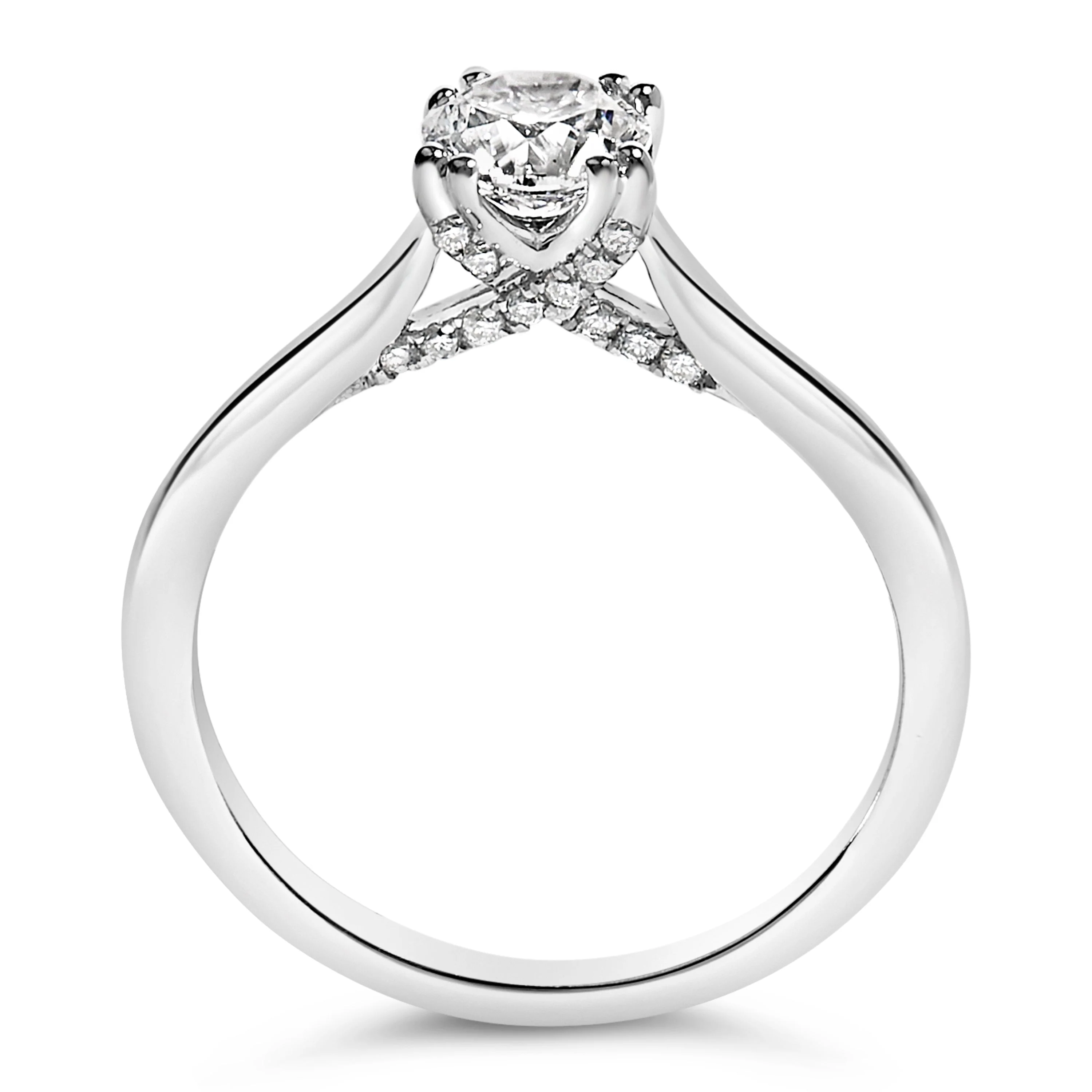 14K White Gold 7/8 Cttw Lab Grown Diamond Solitaire Cathedral Style Engagement Ring (F-G Color, VS1-VS2 Clarity) - Size 5 - Image 5