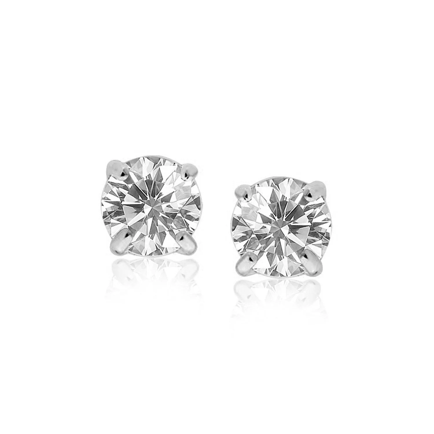 14k White Gold 8.0mm Round CZ Stud Earrings - Image 5