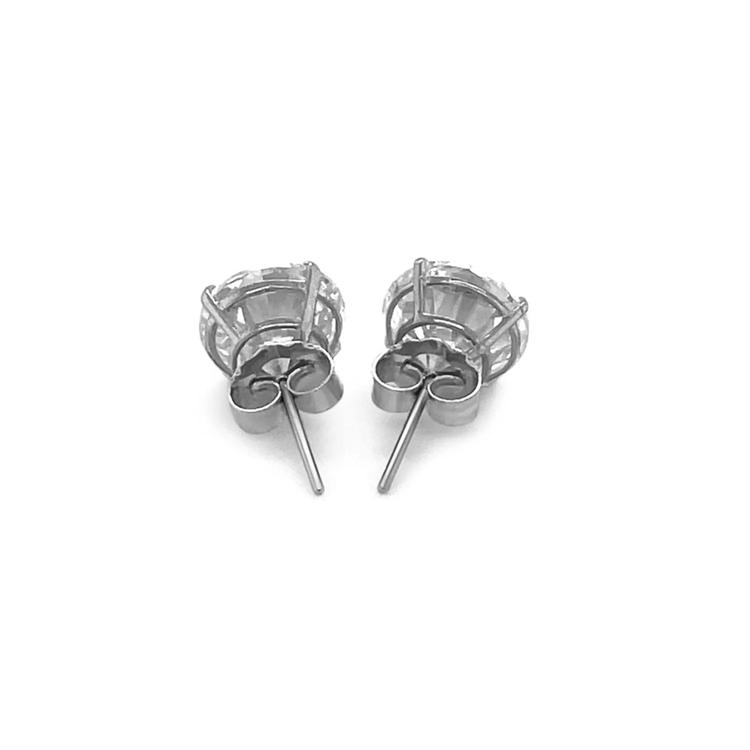 14k White Gold 8.0mm Round CZ Stud Earrings - Image 7