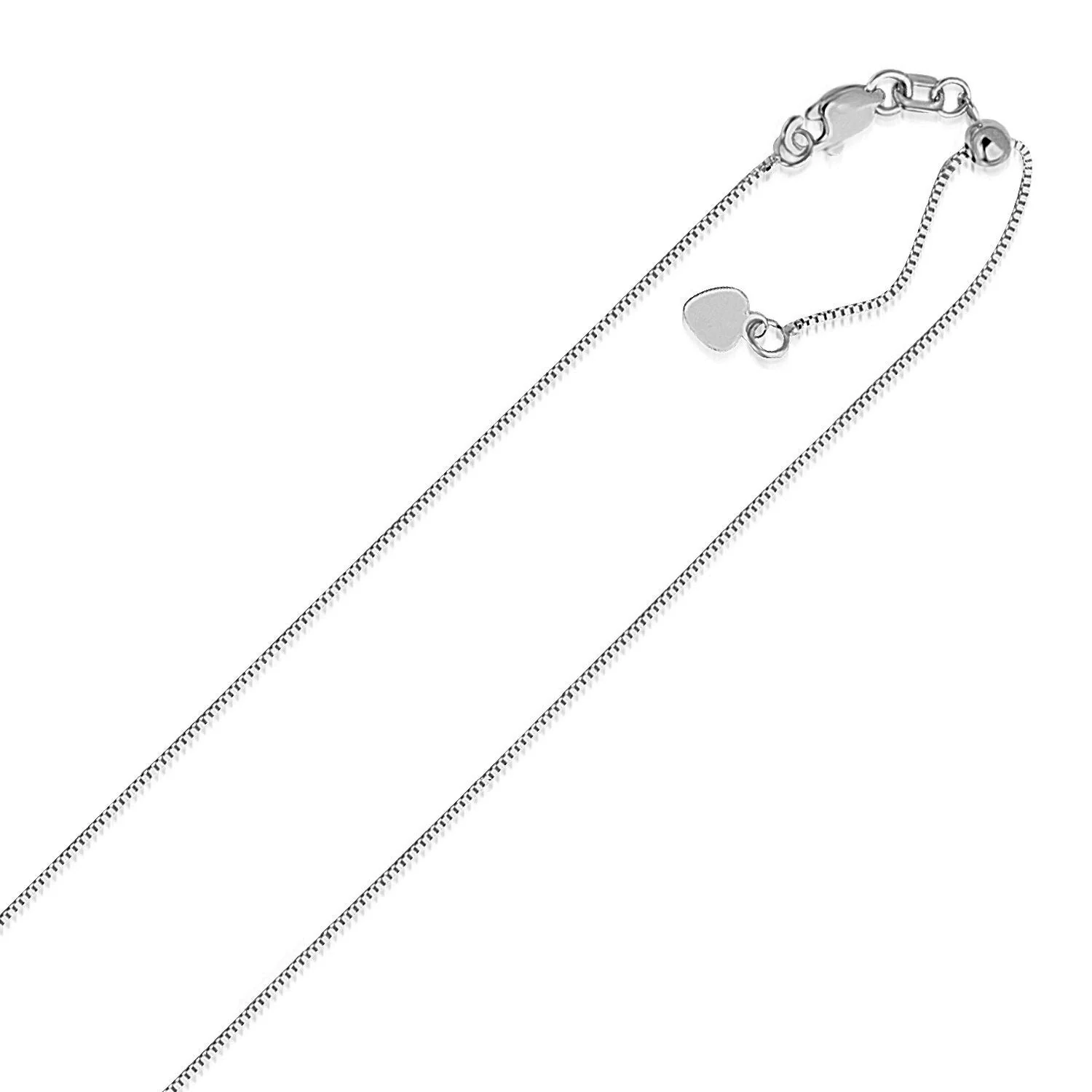 14k White Gold Adjustable Box Chain 0.7mm - Image 6