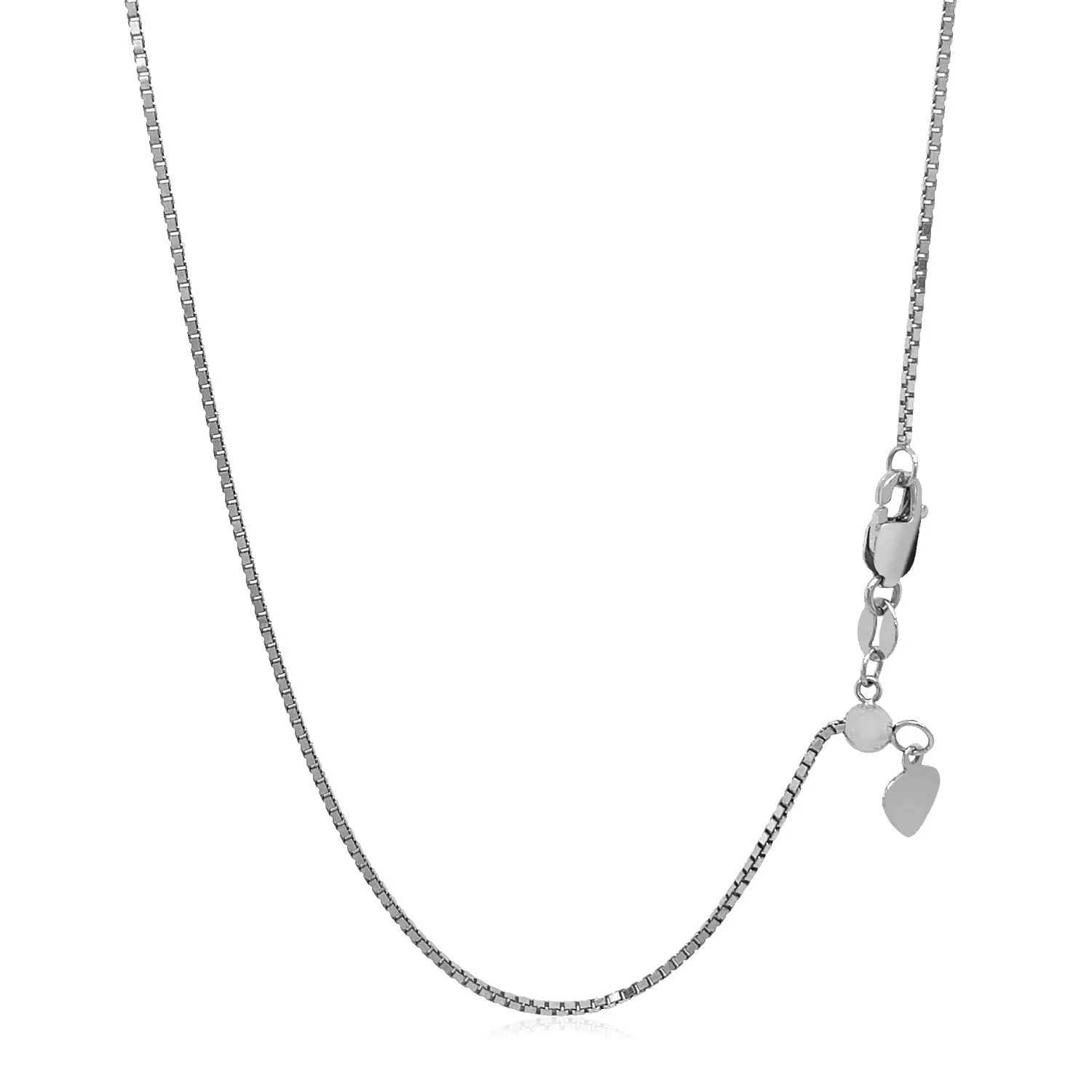 14k White Gold Adjustable Box Chain (1.10 mm) - Image 9