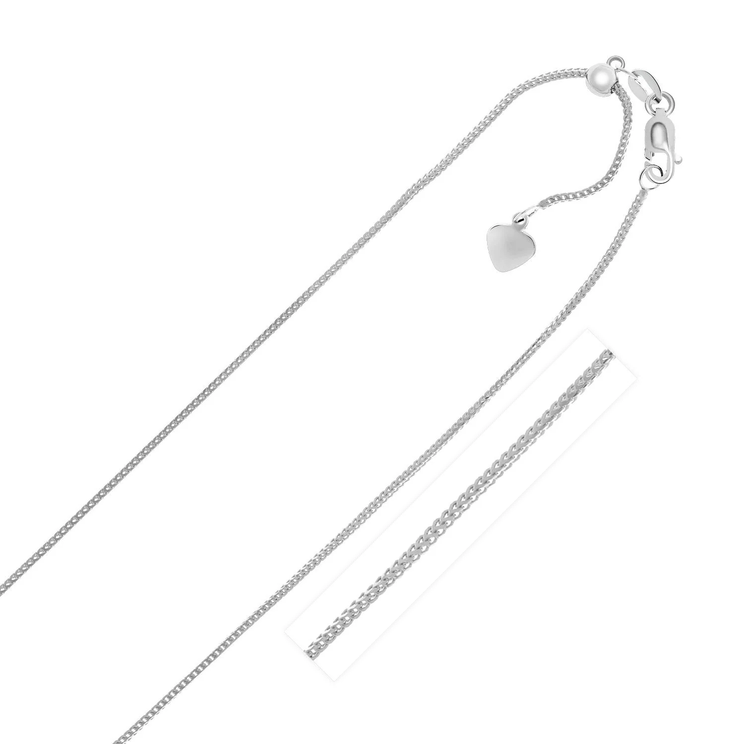 14k White Gold Adjustable Franco Chain 0.9mm - Image 2