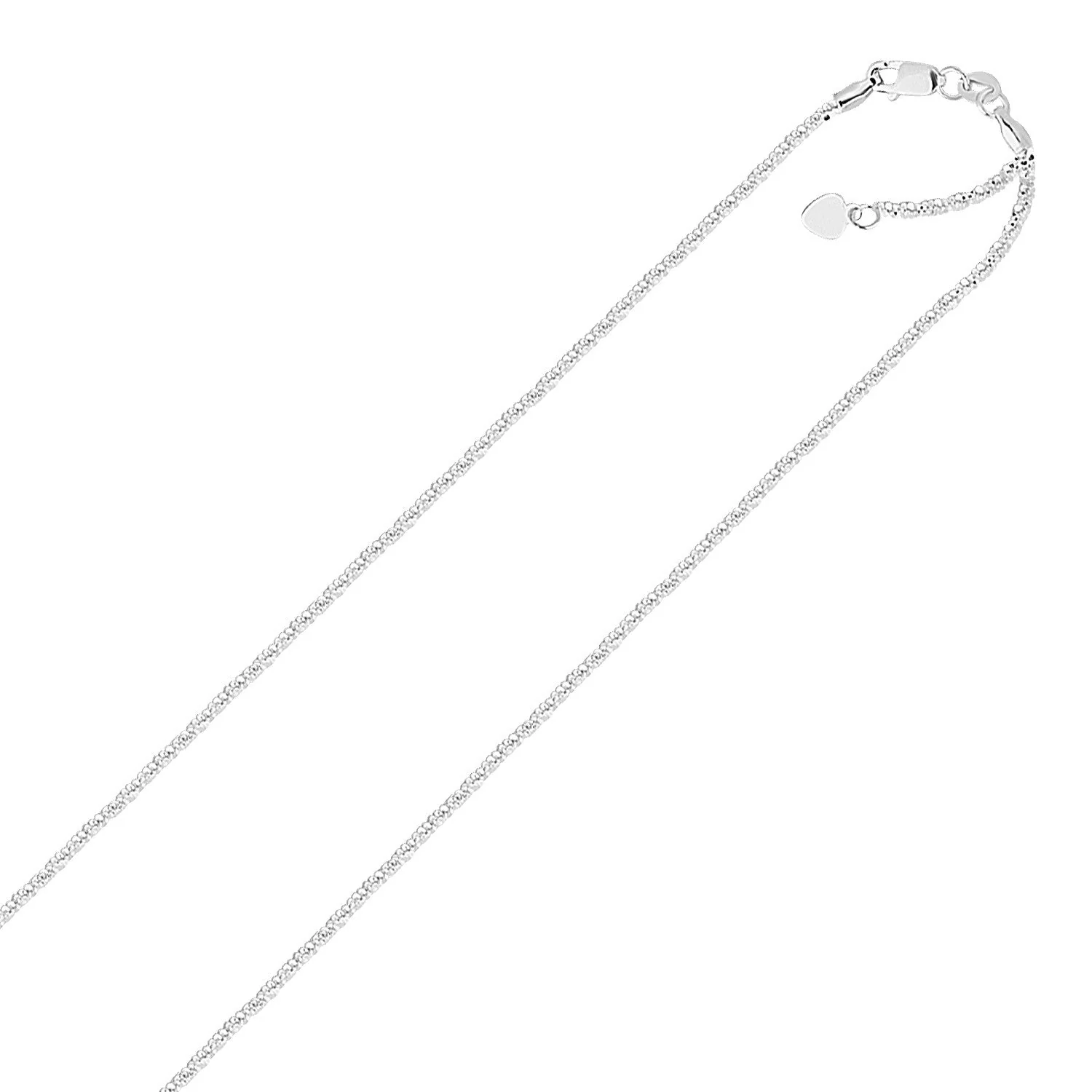 14k White Gold Adjustable Sparkle Chain 1.5mm - Image 4