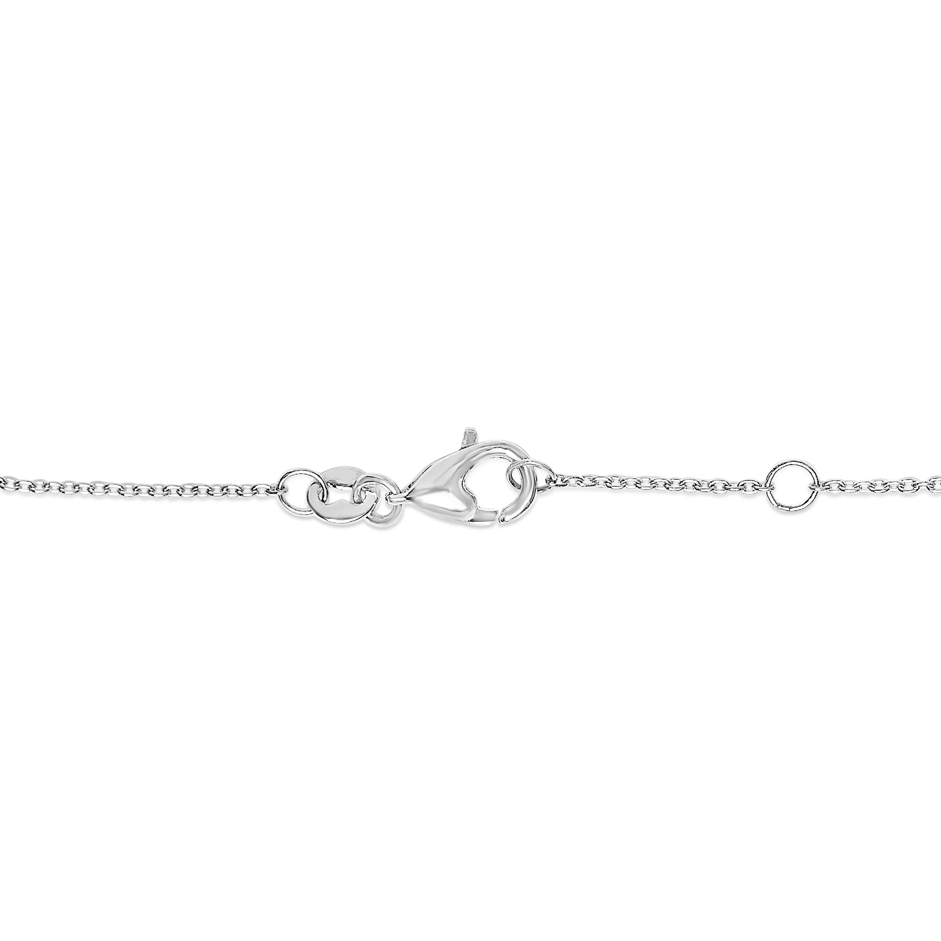 14K White Gold Alternating Blue Sapphire and Diamond Bezel Station Chain Bracelet - Size 7.5 inch - Image 3