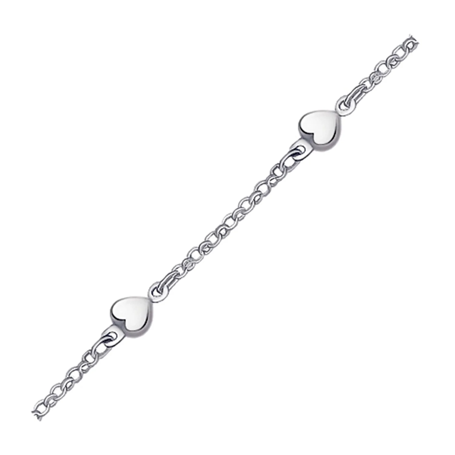 14k White Gold Anklet with Puffed Heart Design - Image 5
