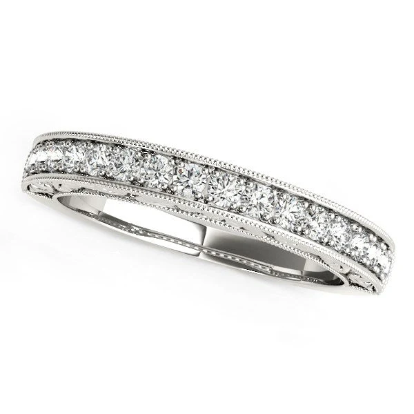 14k White Gold Antique Prong Set Diamond Wedding Ring (1/3 cttw) - Image 2