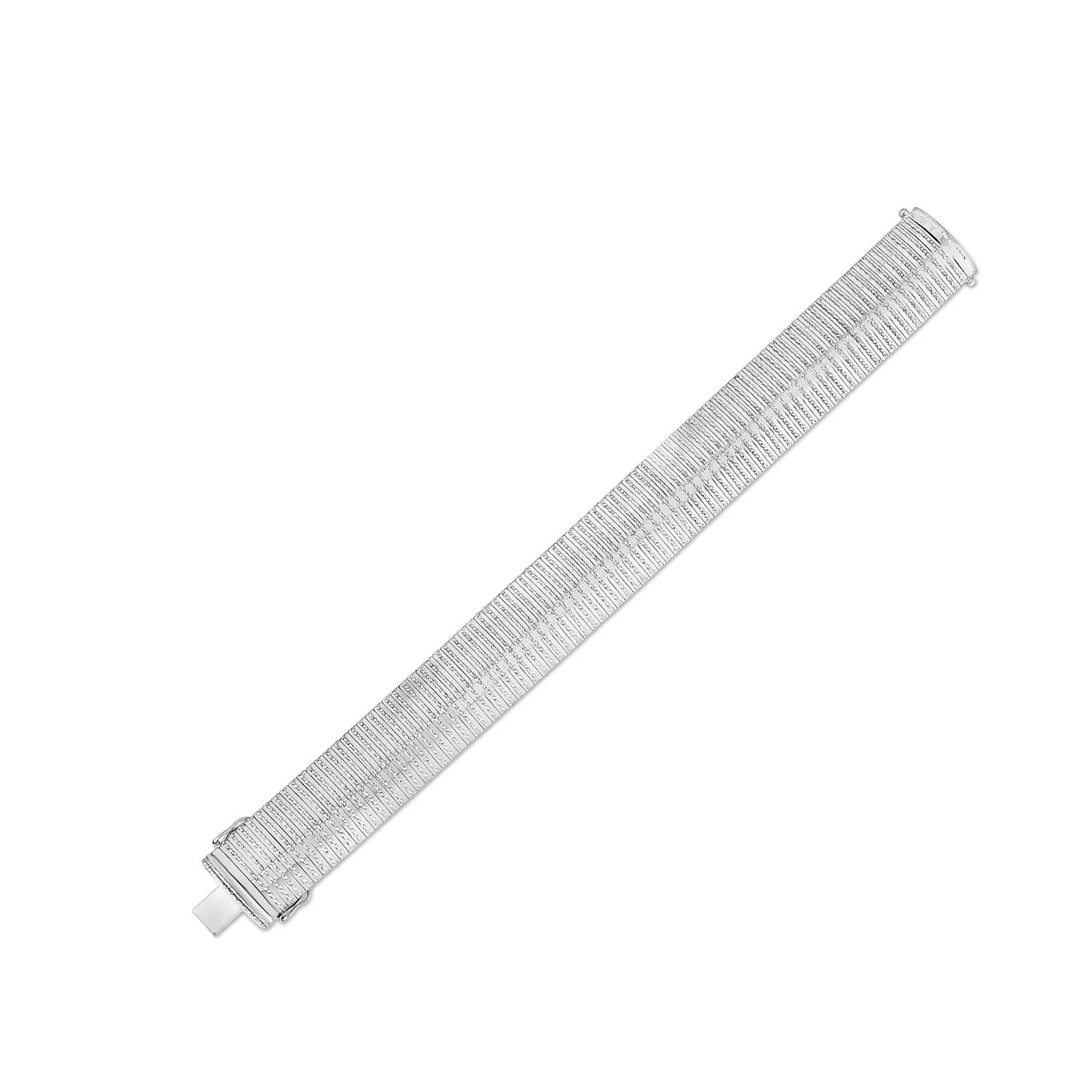 14k White Gold Bold Diamante Flex Bracelet (17.10 mm) - Image 3