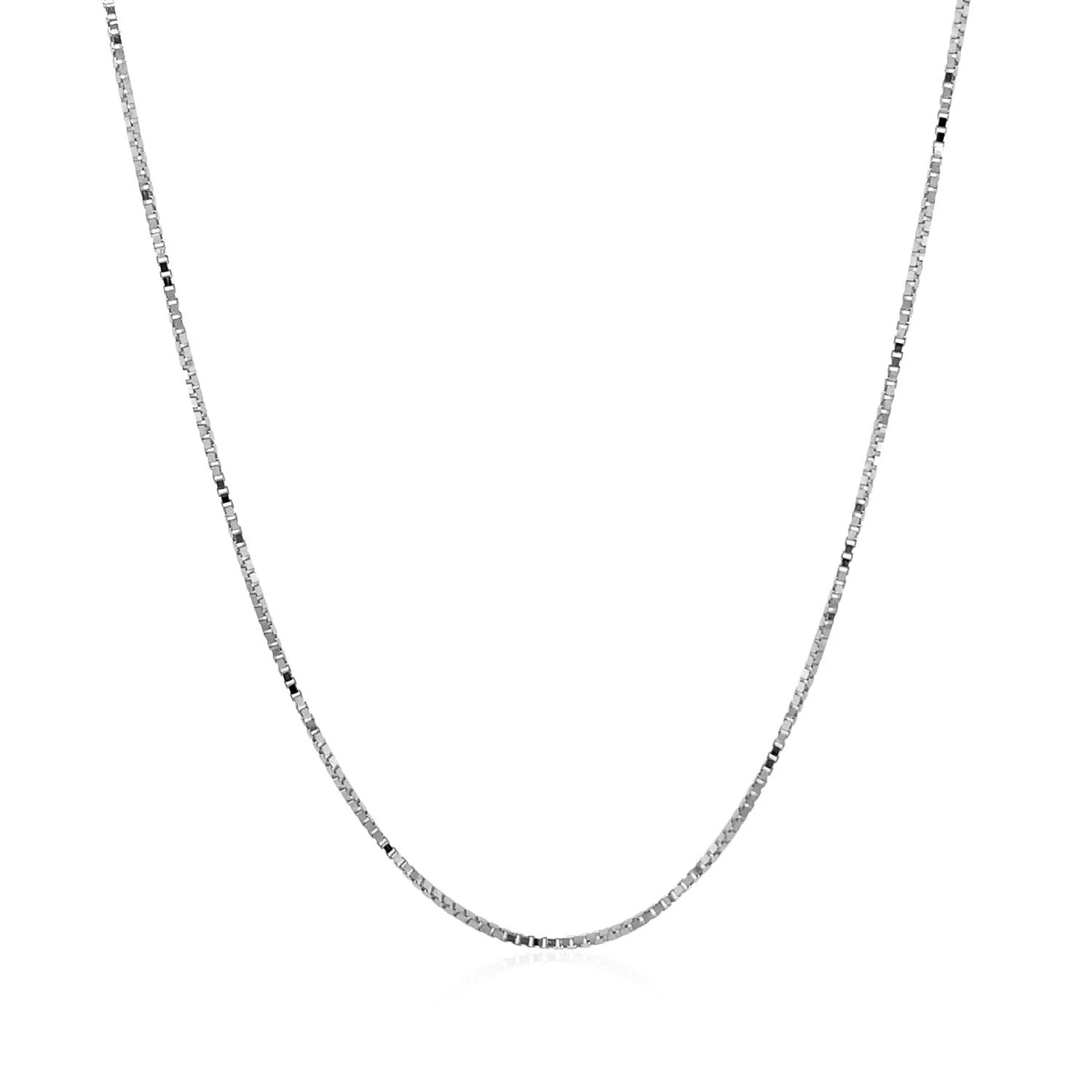 14k White Gold Classic Box Chain 0.7mm - Image 6