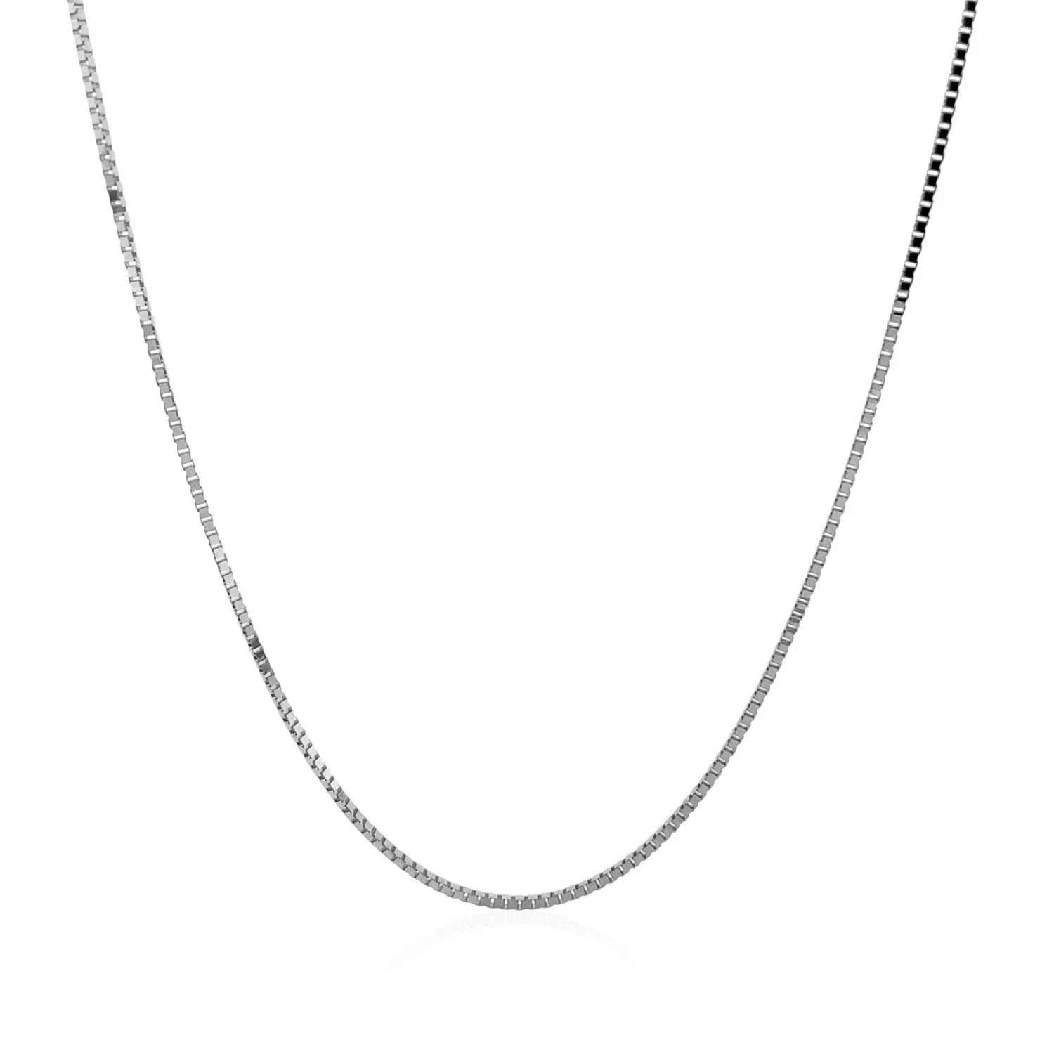 14k White Gold Classic Box Chain 0.8mm - Image 2