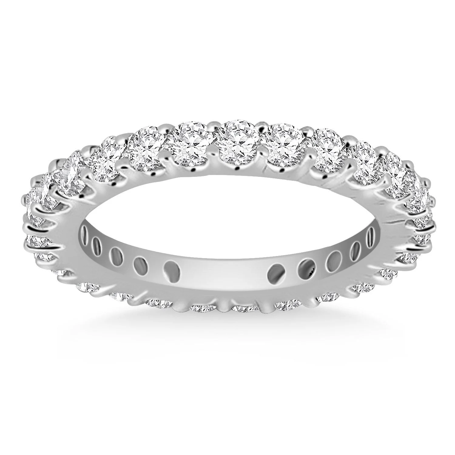 14k White Gold Common Prong Round Diamond Eternity Ring - Image 4