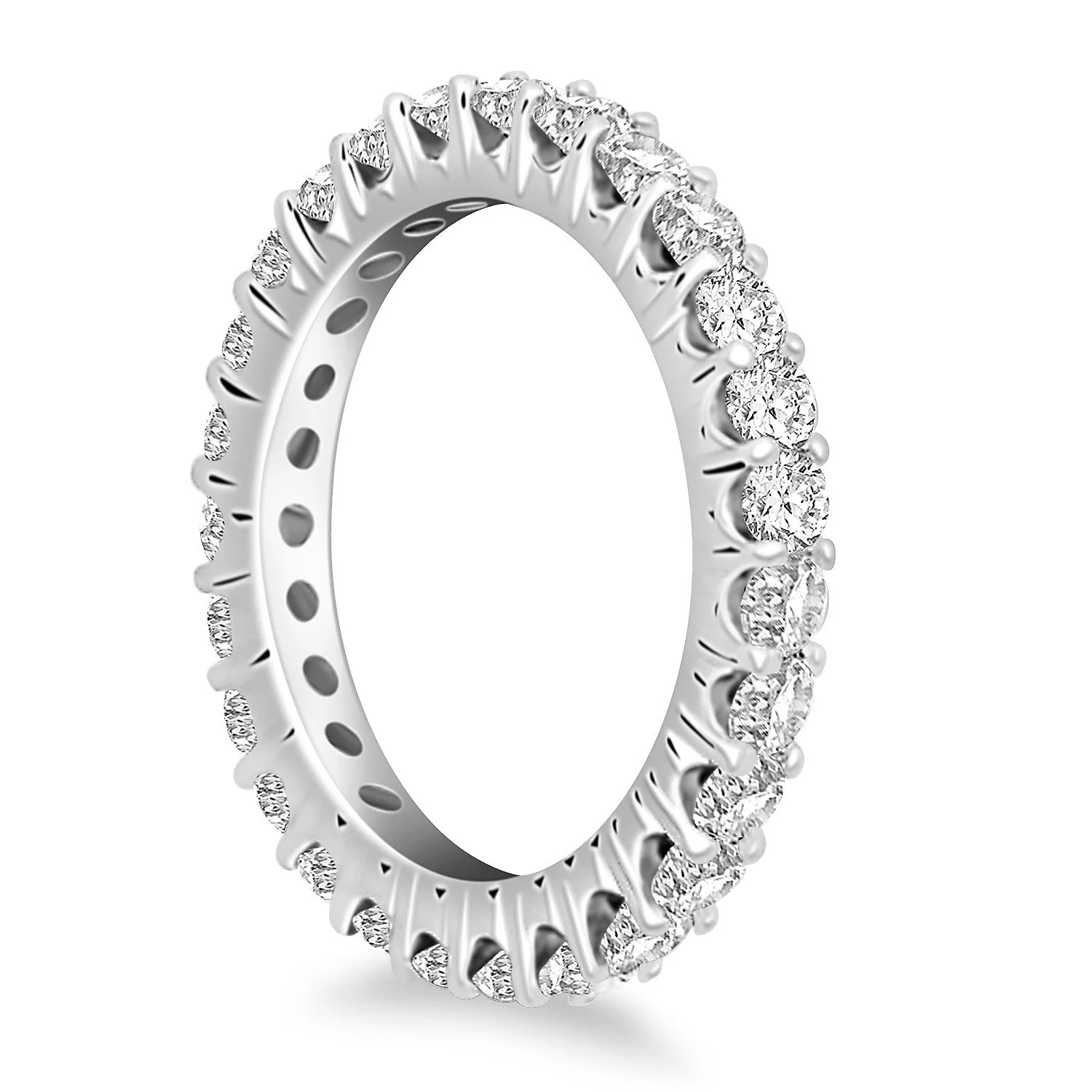 14k White Gold Common Prong Round Diamond Eternity Ring - Image 5