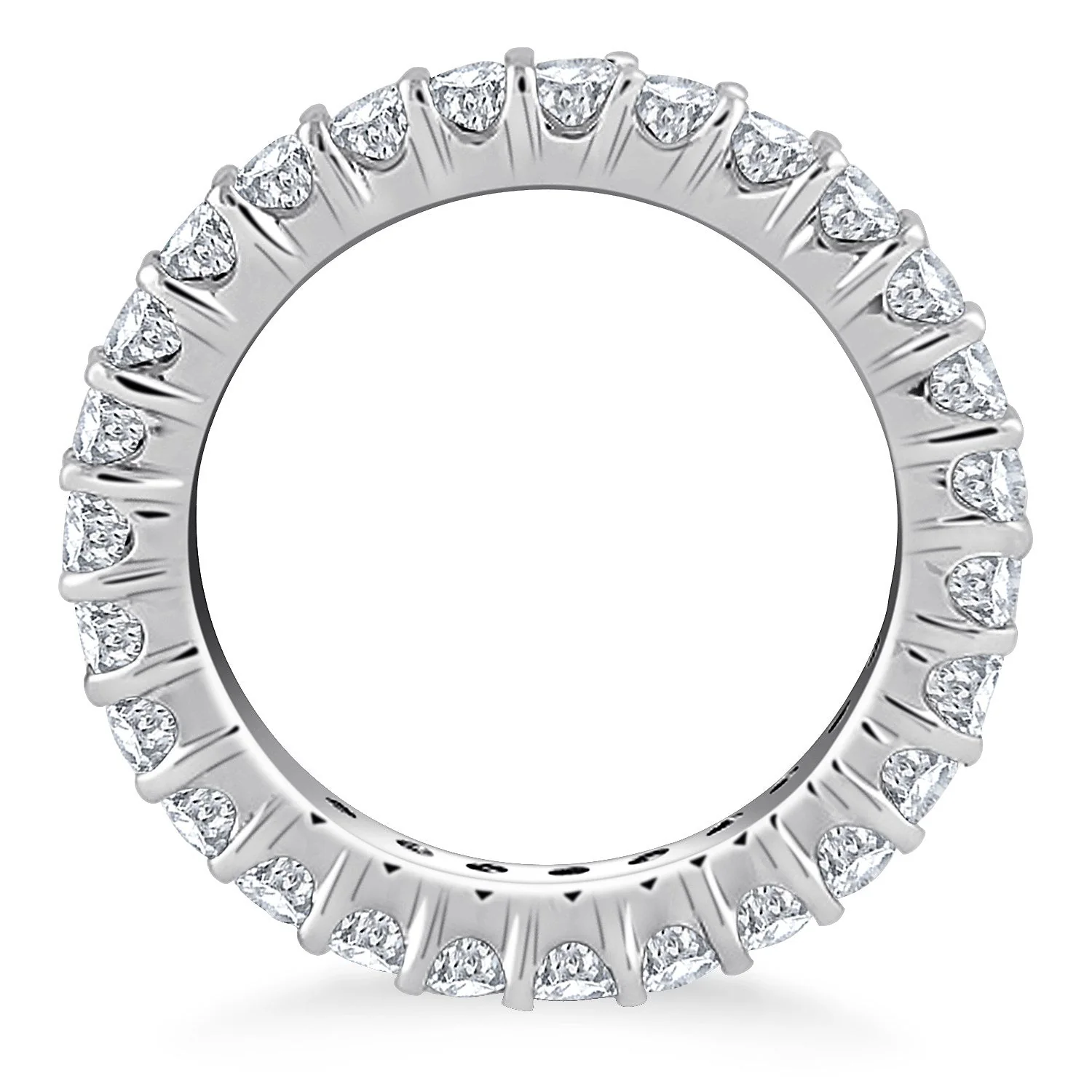 14k White Gold Common Prong Round Diamond Eternity Ring - Image 6
