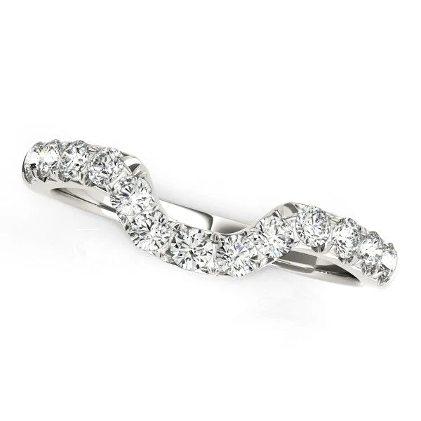 14k White Gold Curved Design Pave Diamond Wedding Ring (1/6 cttw) - Image 2