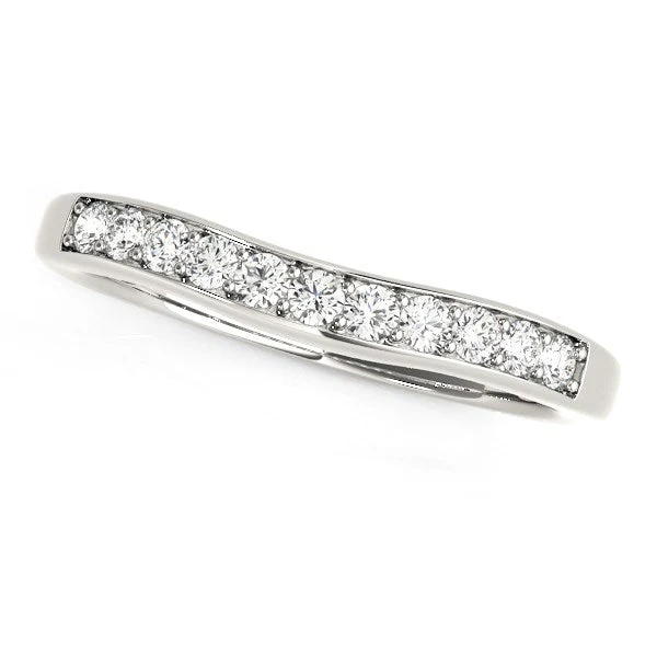 14k White Gold Curved Diamond Wedding Band (1/4 cttw) - Image 2