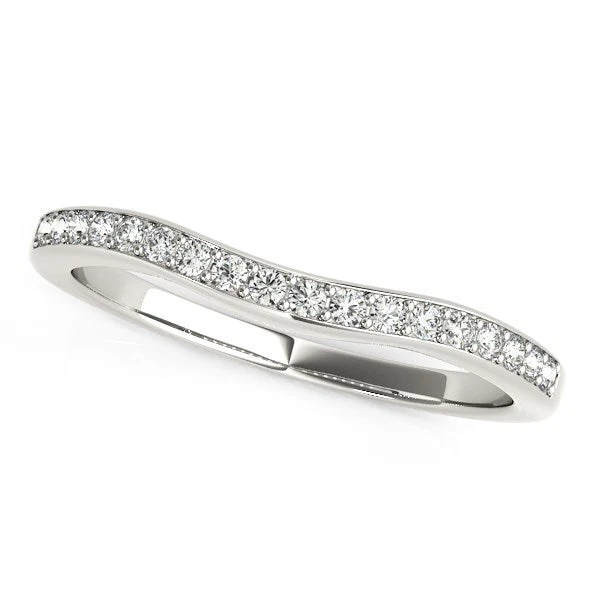 14k White Gold Curved Diamond Wedding Ring (1/4 cttw) - Image 2