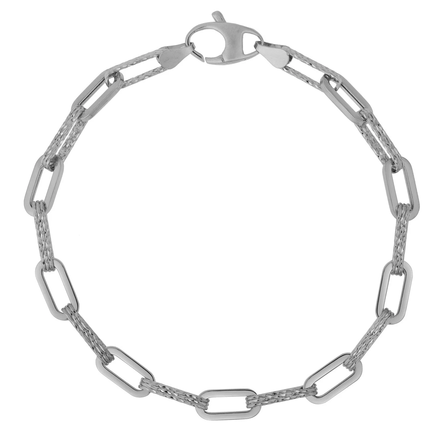 14k White Gold Diamante Paperclip Chain Bracelet (4.00 mm) - Image 4